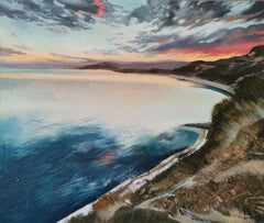 El banco - Pintura de paisaje Óleo Verde Azul Blanco Gris Marrón Negro Rojo