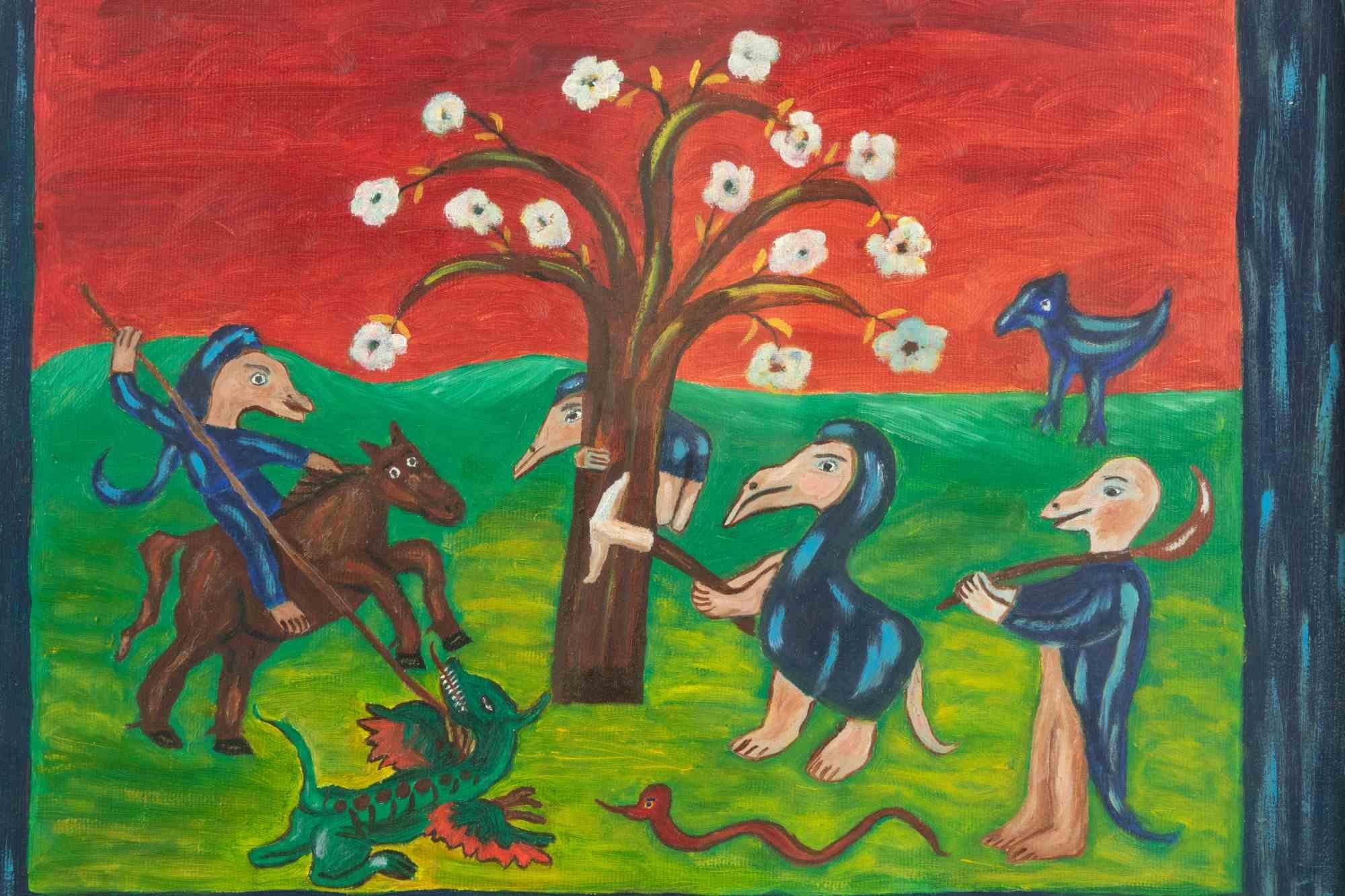 Senza titolo - Pittura a olio di Eleonora Leone - Fine del XX secolo in vendita 2