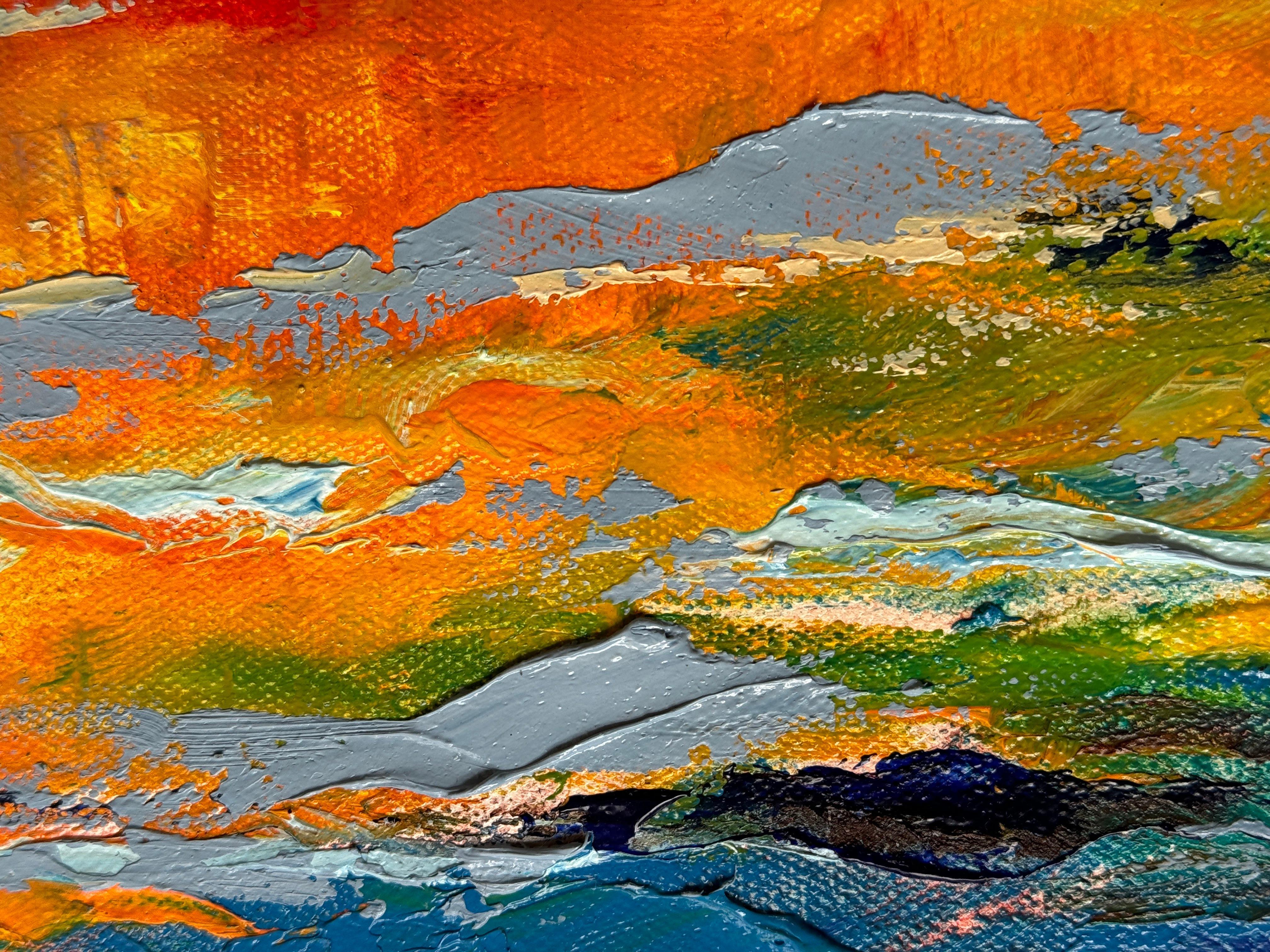 Plage chaude - Bleu Landscape Painting par Eleonora Taranova