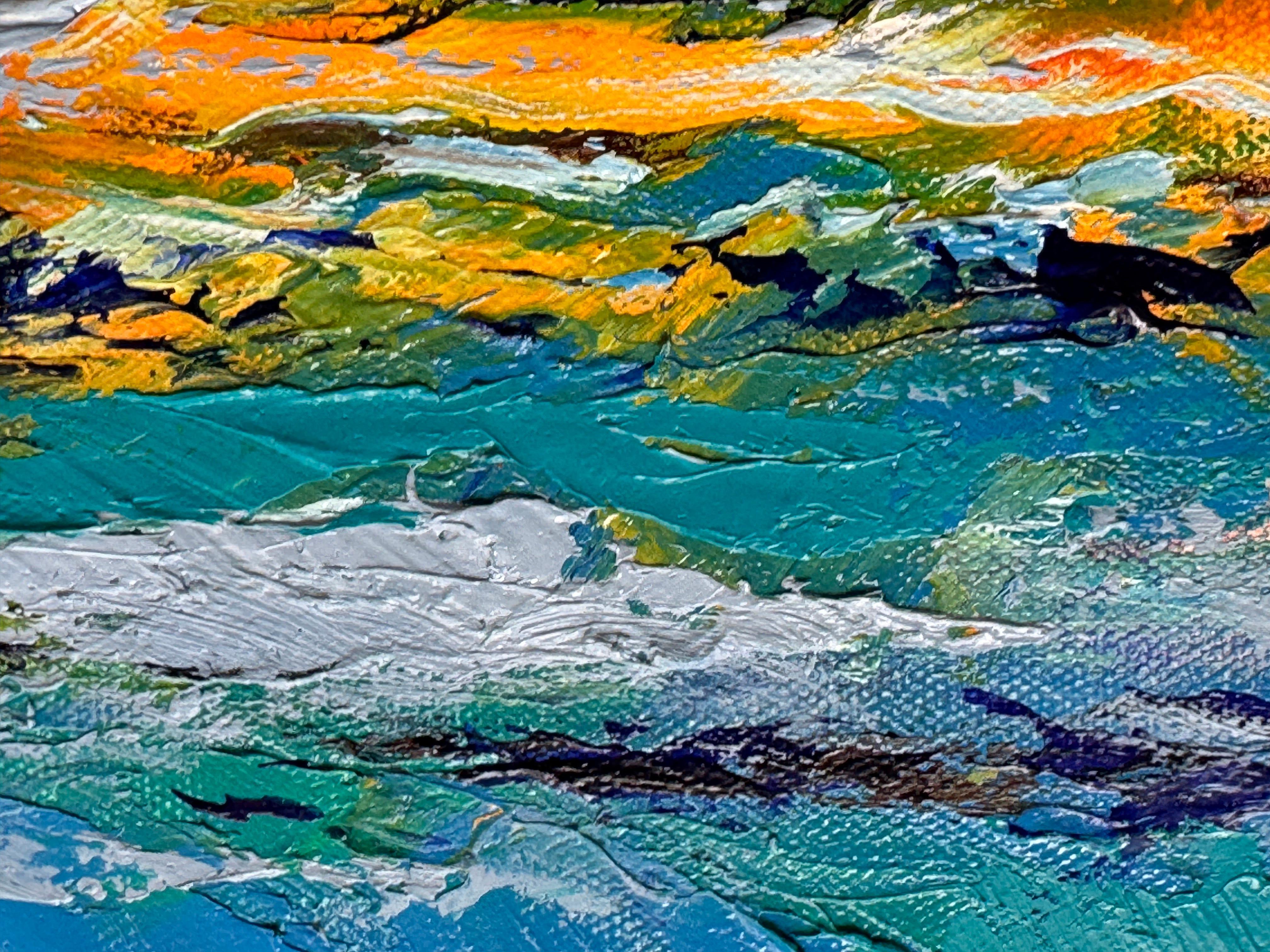 Les décors ont été peints en s'inspirant des paysages de bord de mer de l'été chaud. Des lignes de plage lumineuses et des vagues bleues abstraites de tortue sont représentées de manière expressive. La technique de l'empâtement en 3D est utilisée.