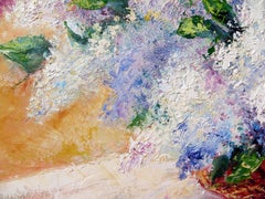 Lilac Morning Floral Still Life, Impressionist Oil on Canvas, 2010+