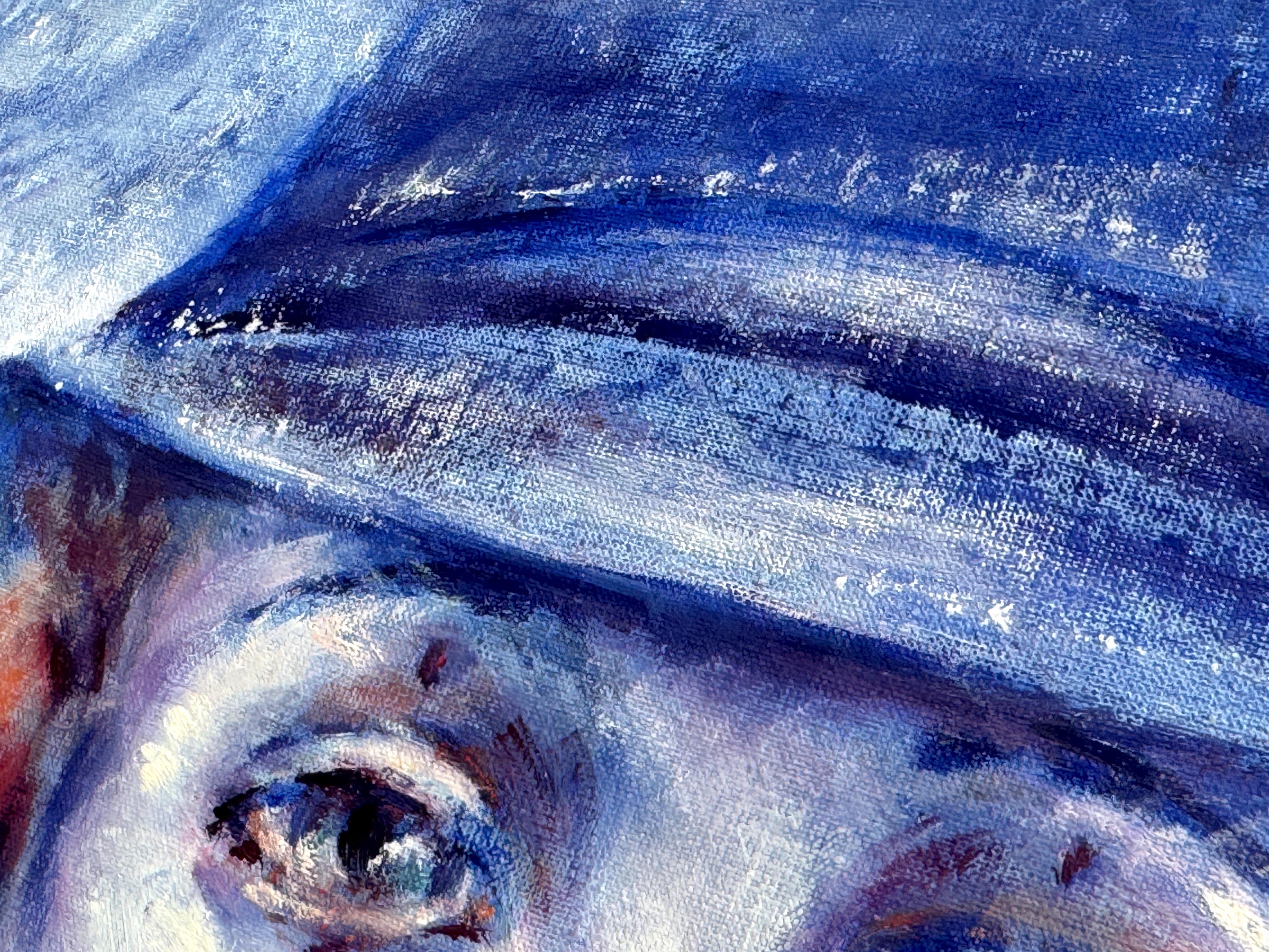 Mysteriöser Pantomime (Violett), Portrait Painting, von Eleonora Taranova