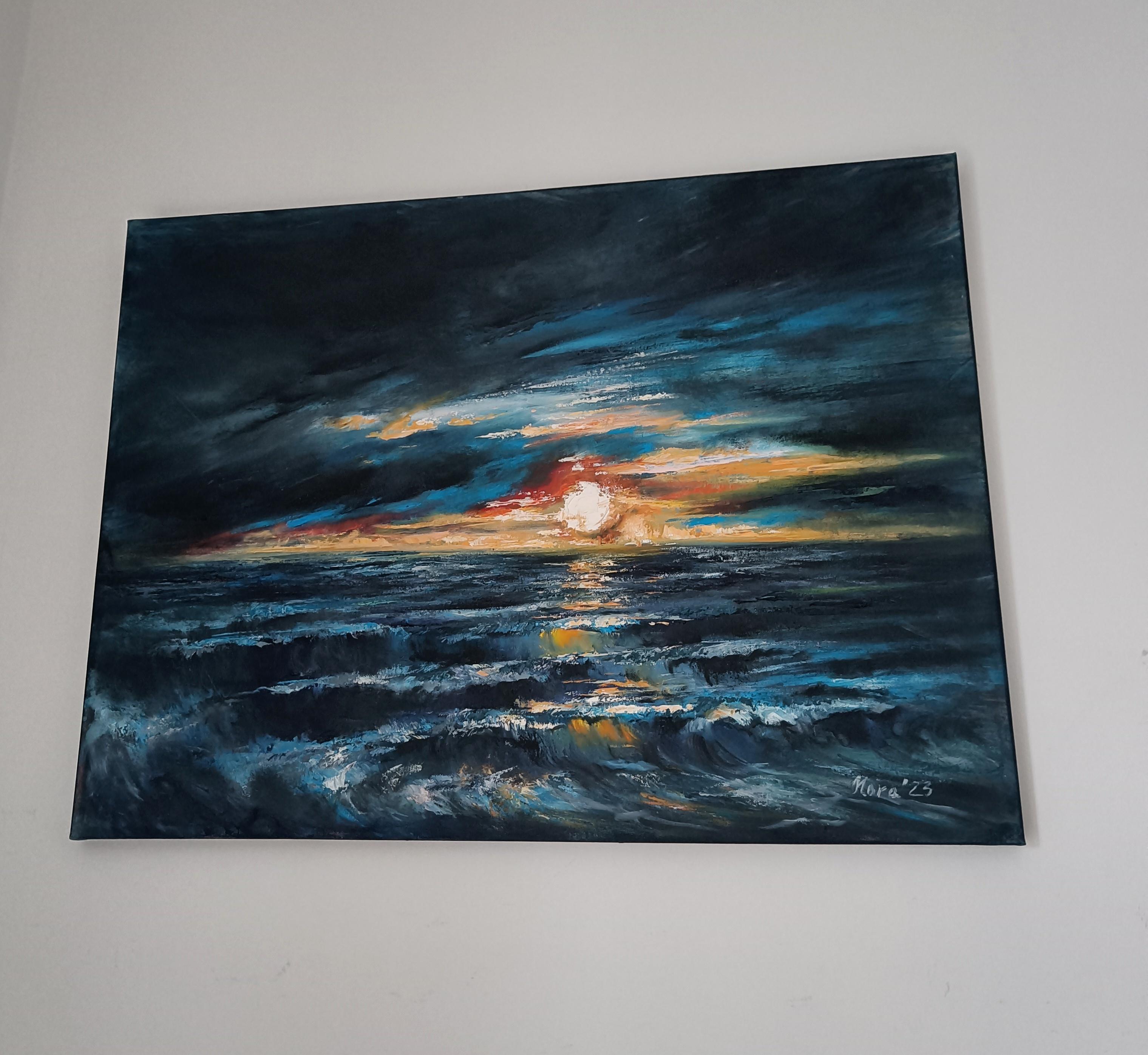 Nordischer Pfad. Sonnenuntergang (Impressionismus), Painting, von Eleonora Taranova