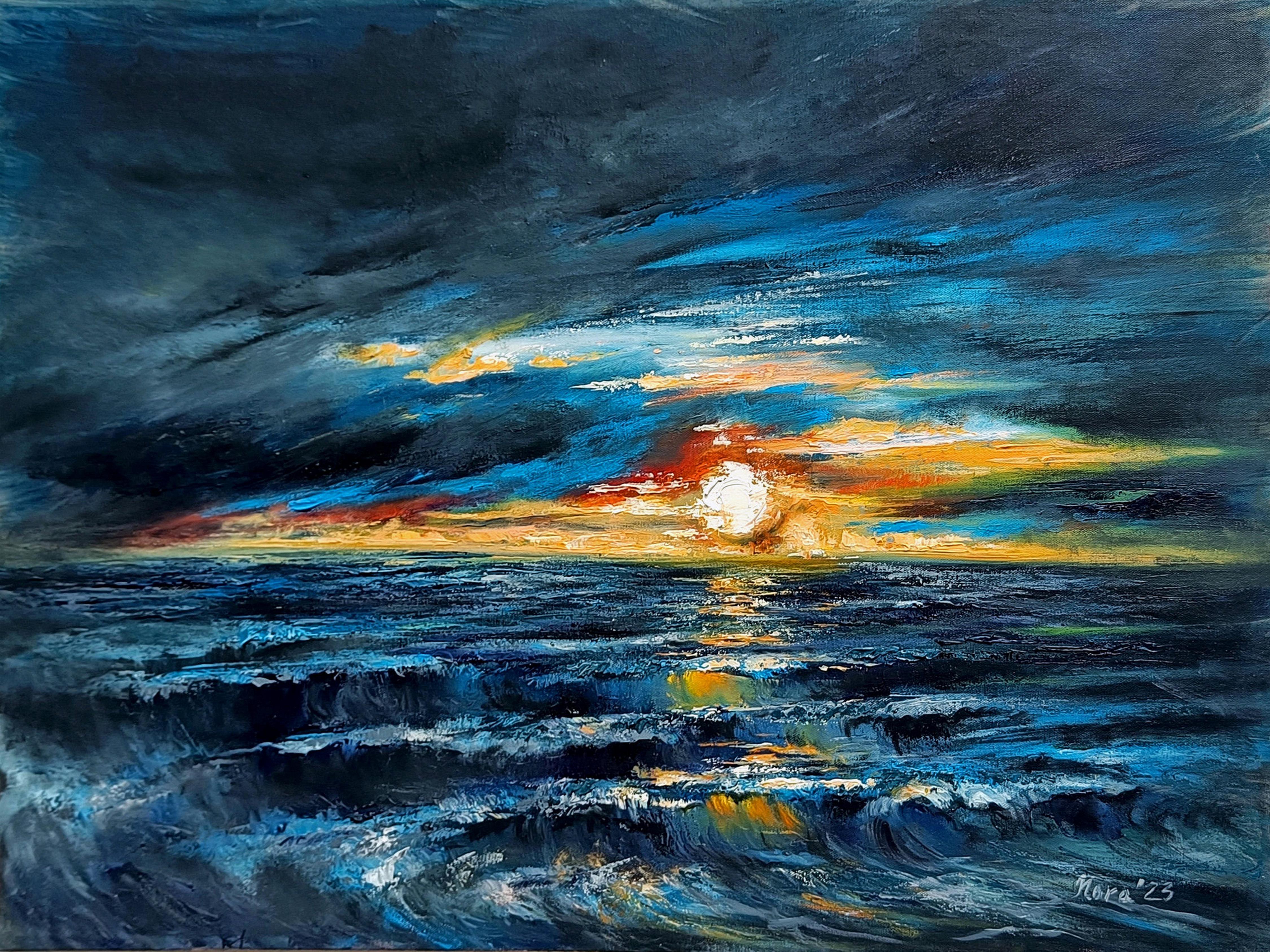 Eleonora Taranova Landscape Painting – Nordischer Pfad. Sonnenuntergang