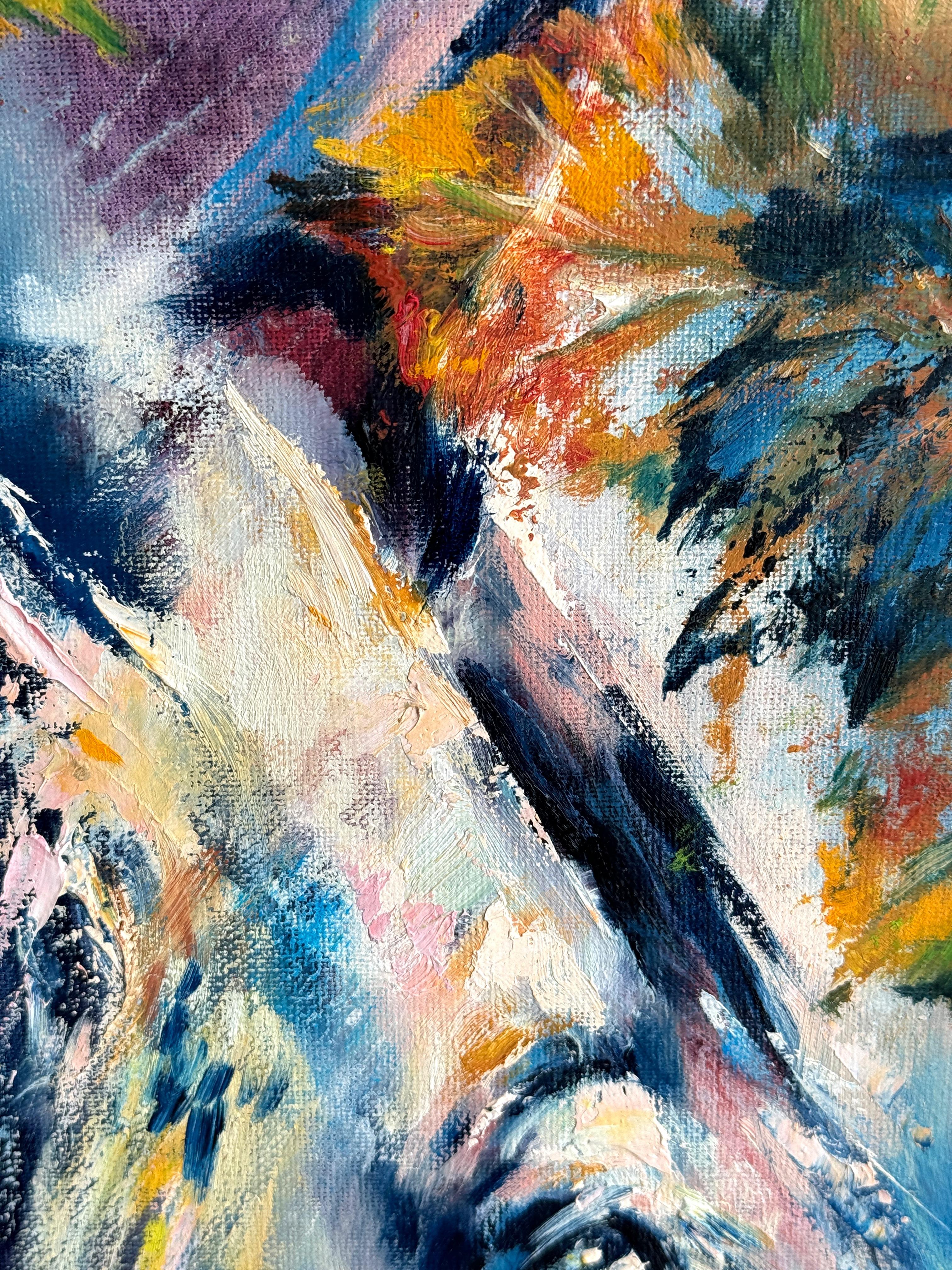 Cavallo di ottobre - Animal Painting Blu di Eleonora Taranova