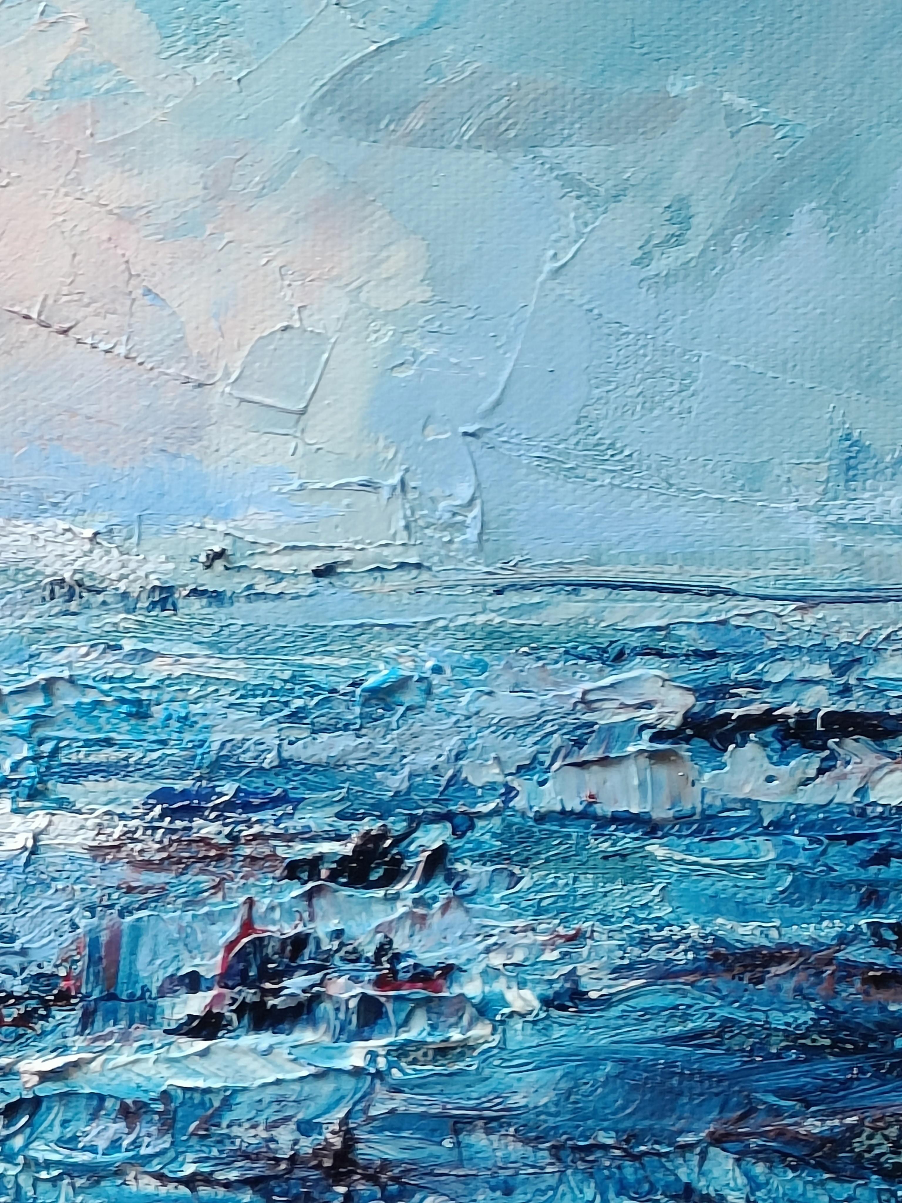 Seascape on a Boat – Painting von Eleonora Taranova