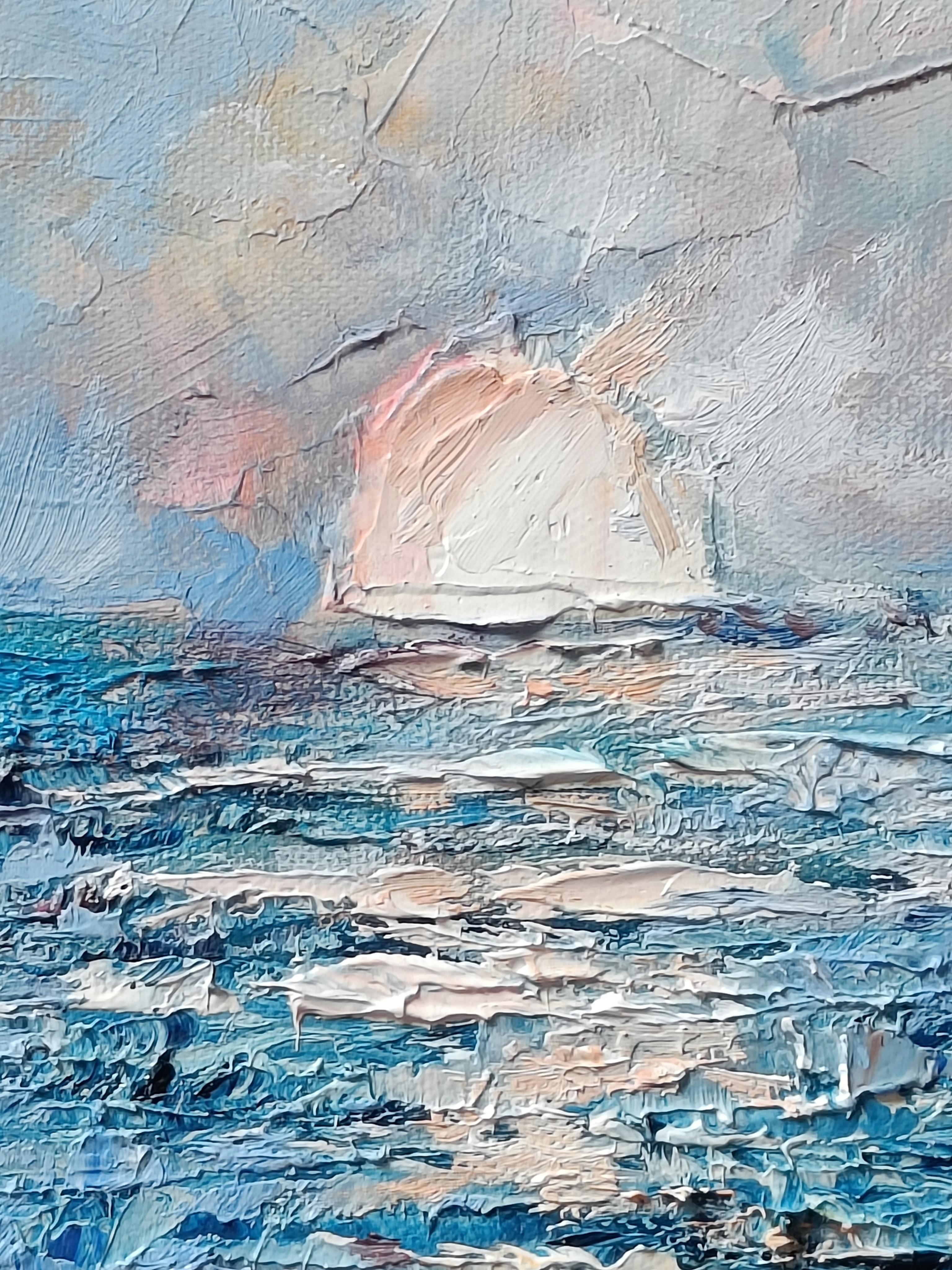 Seascape on a Boat (Impressionismus), Painting, von Eleonora Taranova