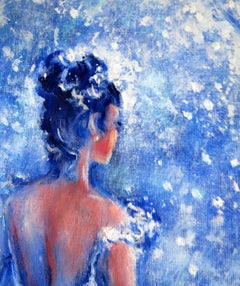 The Bride Oil Painting, Impressionist Style, Signed, 2010s, 50x40 cm