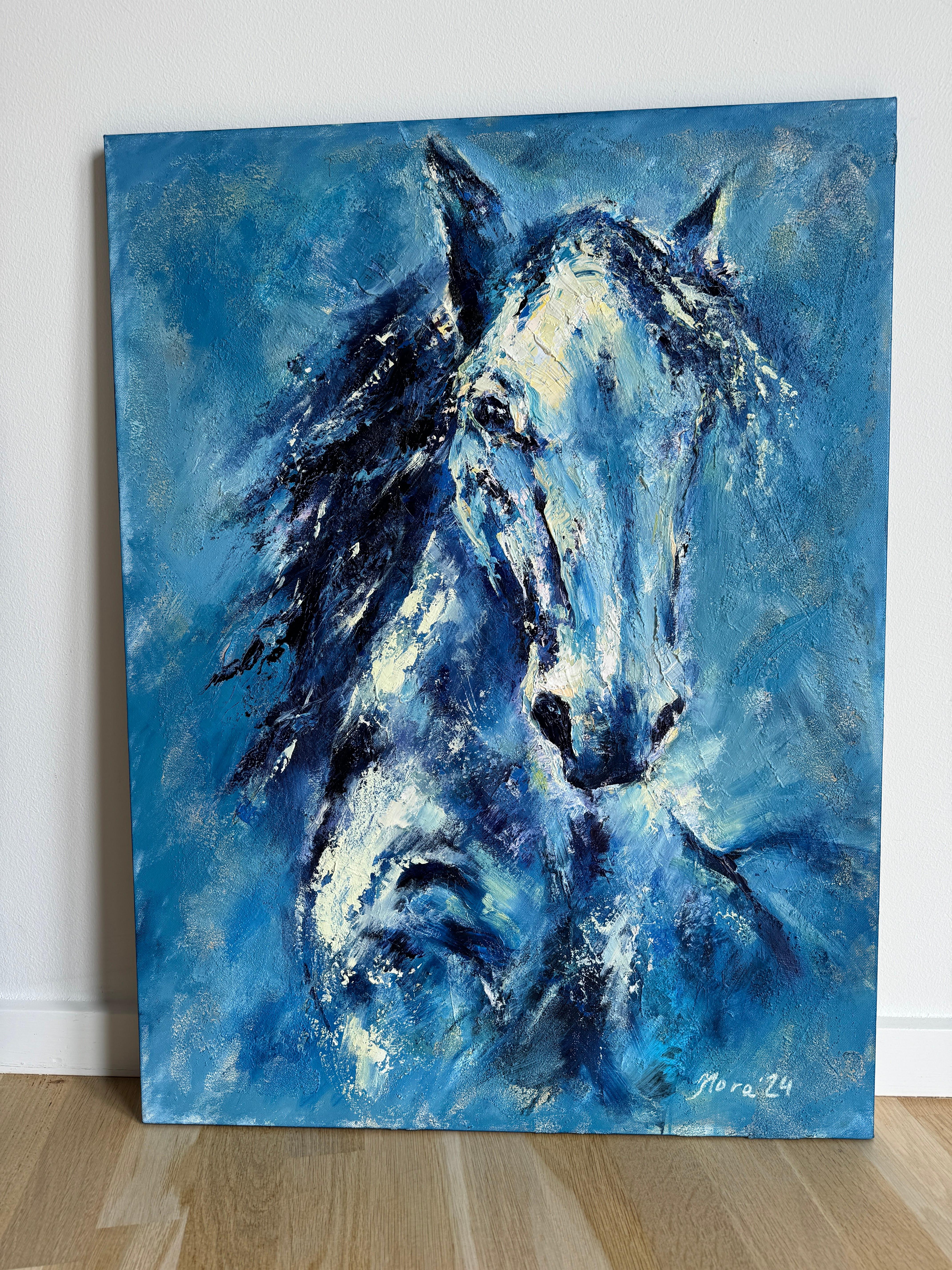 Ritratto del cavallo bianco - Painting di Eleonora Taranova