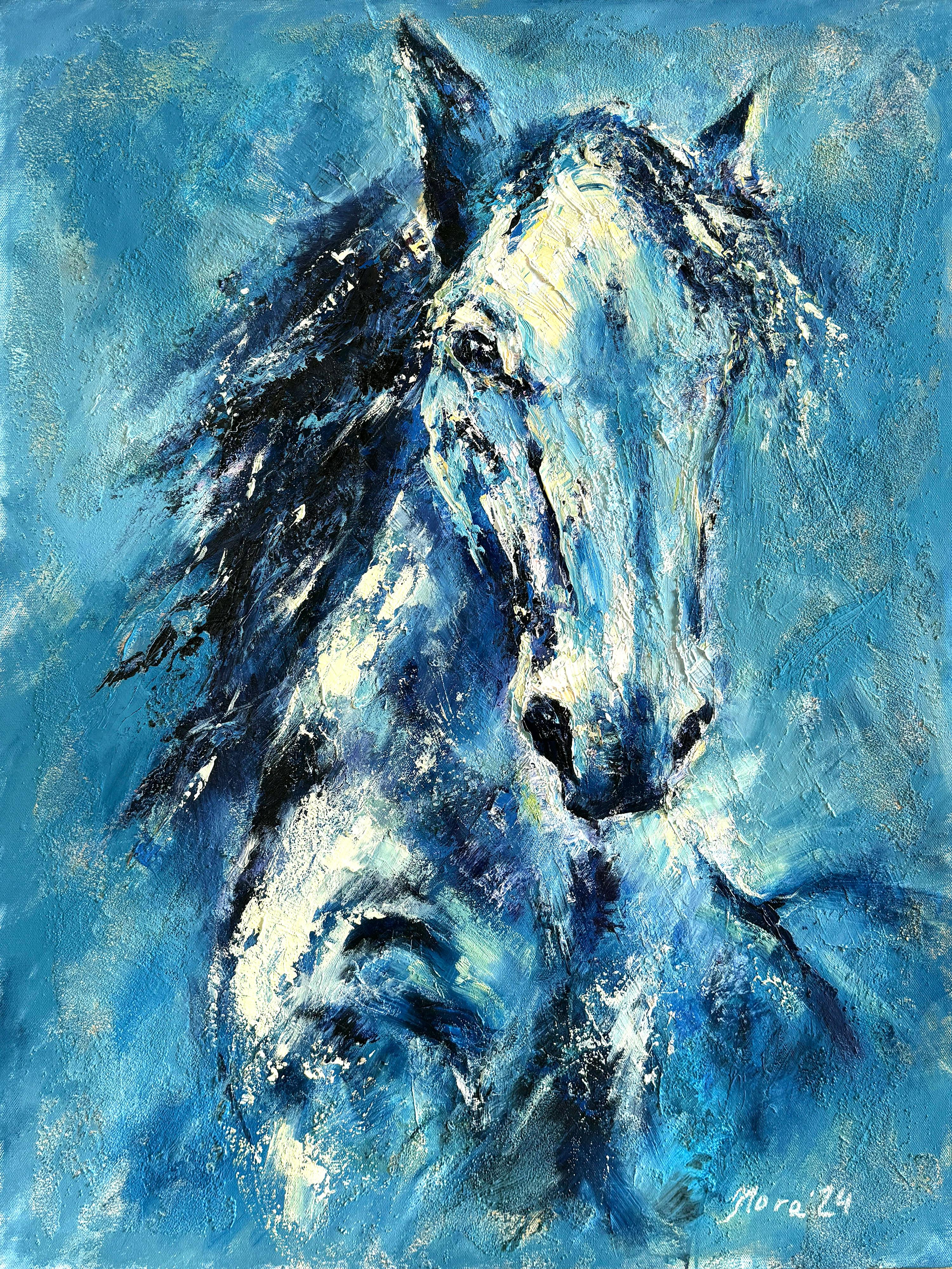 Animal Painting di Eleonora Taranova - Ritratto del cavallo bianco