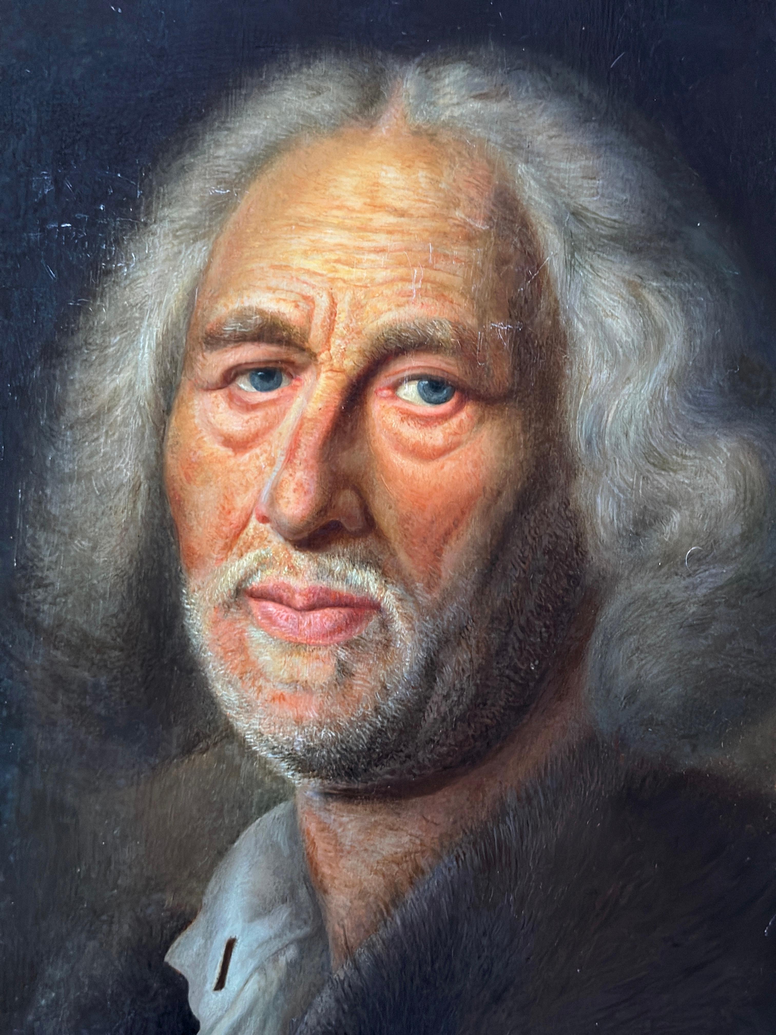 Altmeisterliches Porträt eines alten Mannes, Öl auf Holz, Österreich, 19. – Painting von Eleonore Matschnig