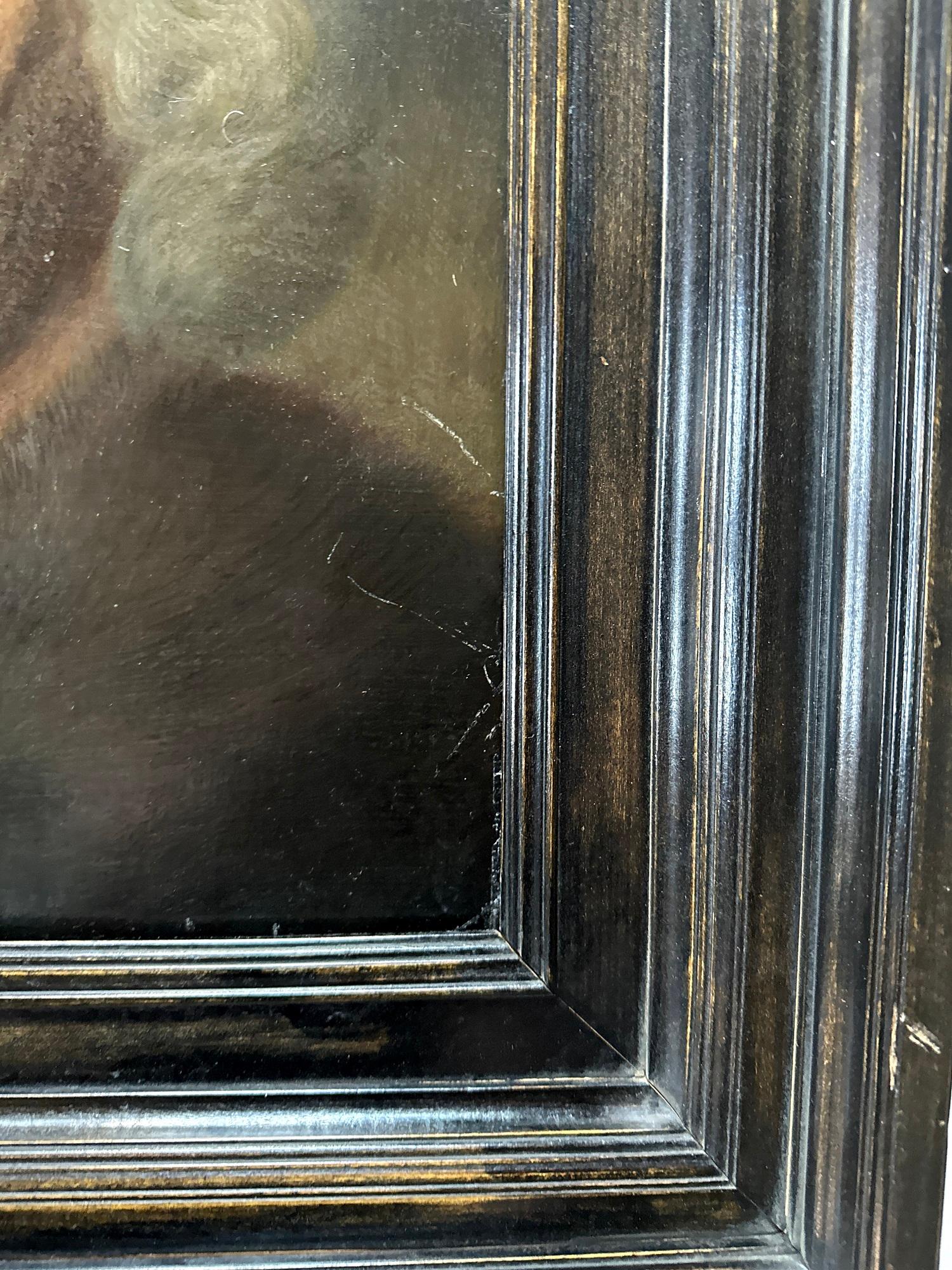 Altmeisterliches Porträt eines alten Mannes, Öl auf Holz, Österreich, 19. (Schwarz), Portrait Painting, von Eleonore Matschnig