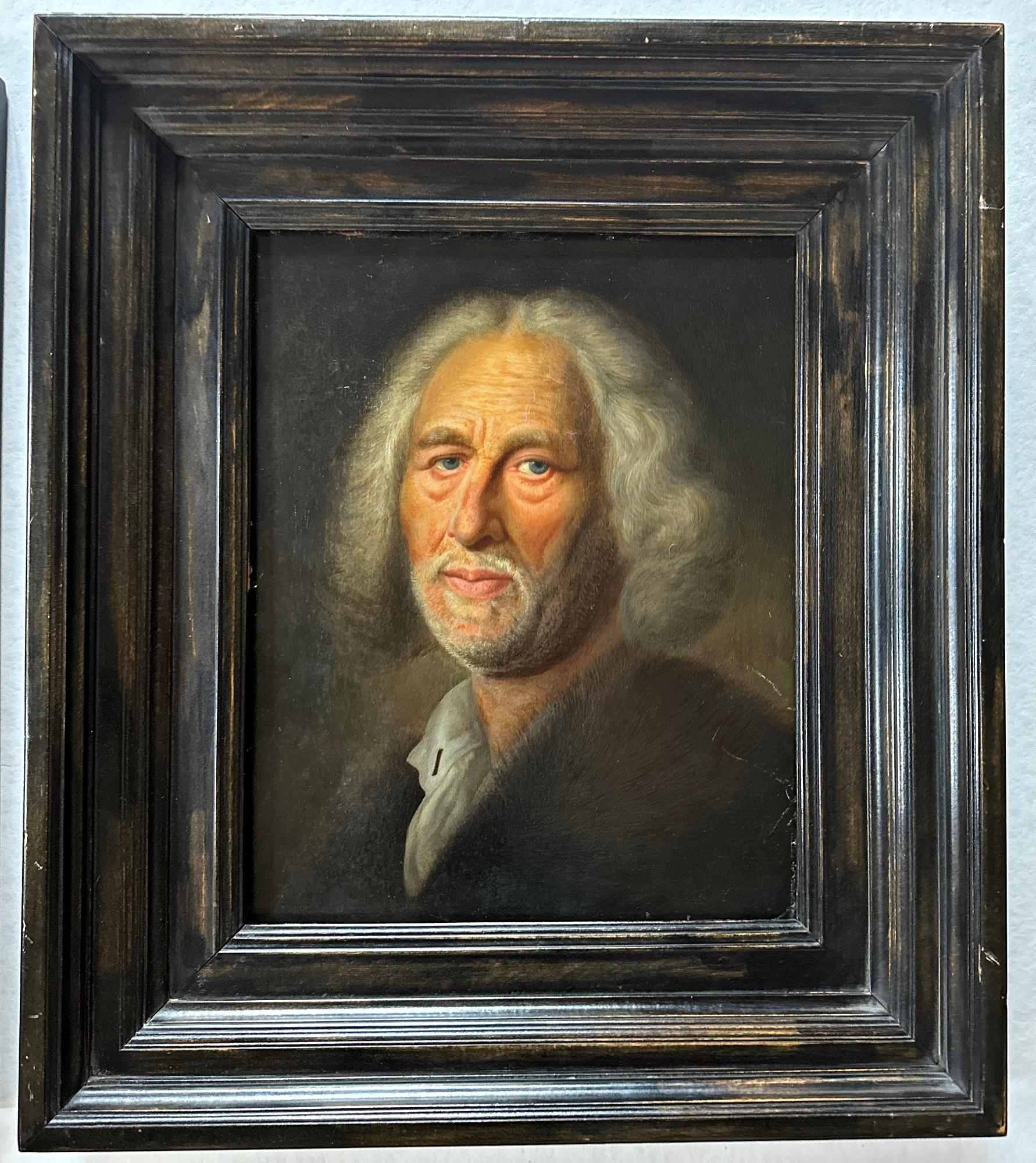 Altmeisterliches Porträt eines alten Mannes, Öl auf Holz, Österreich, 19.