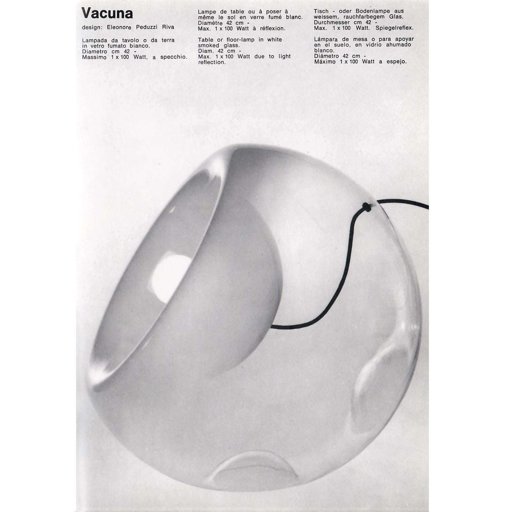 Eleonore Peduzzi-Riva, Vacuna, Glass Table Lamp, Artemide, 1960s 8