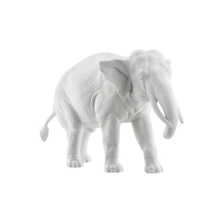Elephant 1 Animal Figure in White Biscuit Porcelain by Nymphenburg For Sale