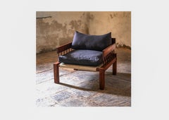 Elephant Armchair in Oiled Teak, Woven Cotton Rope & Upholstery by Evam