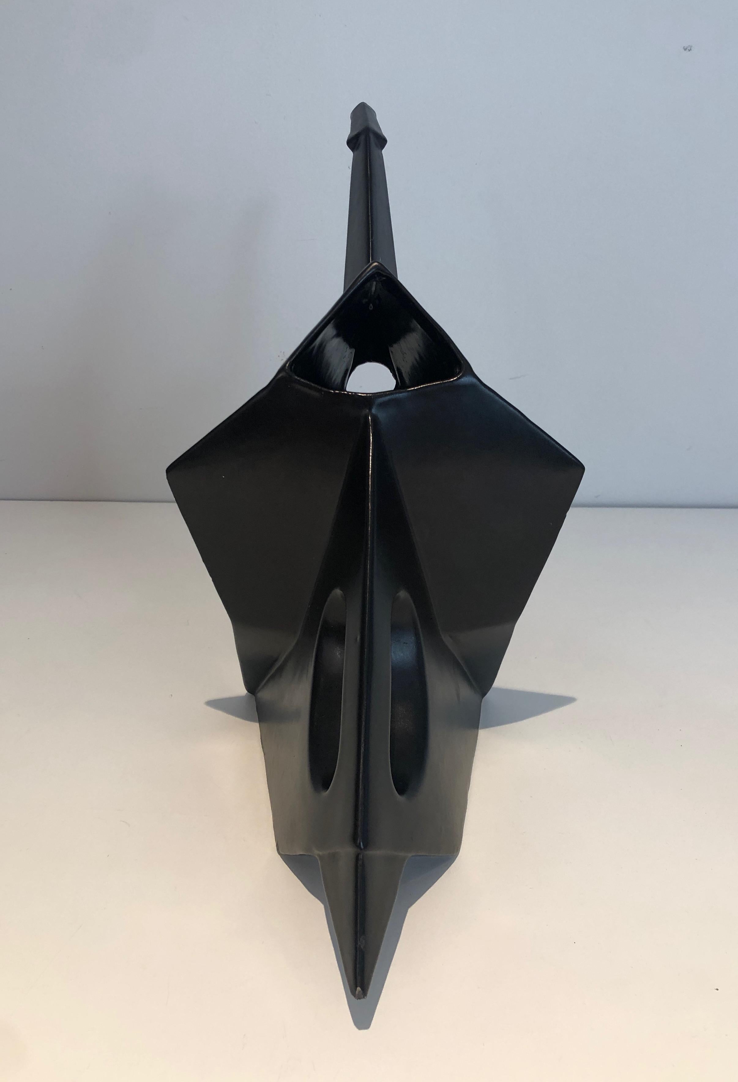 Eléphant en céramique noire Picher en vente 3