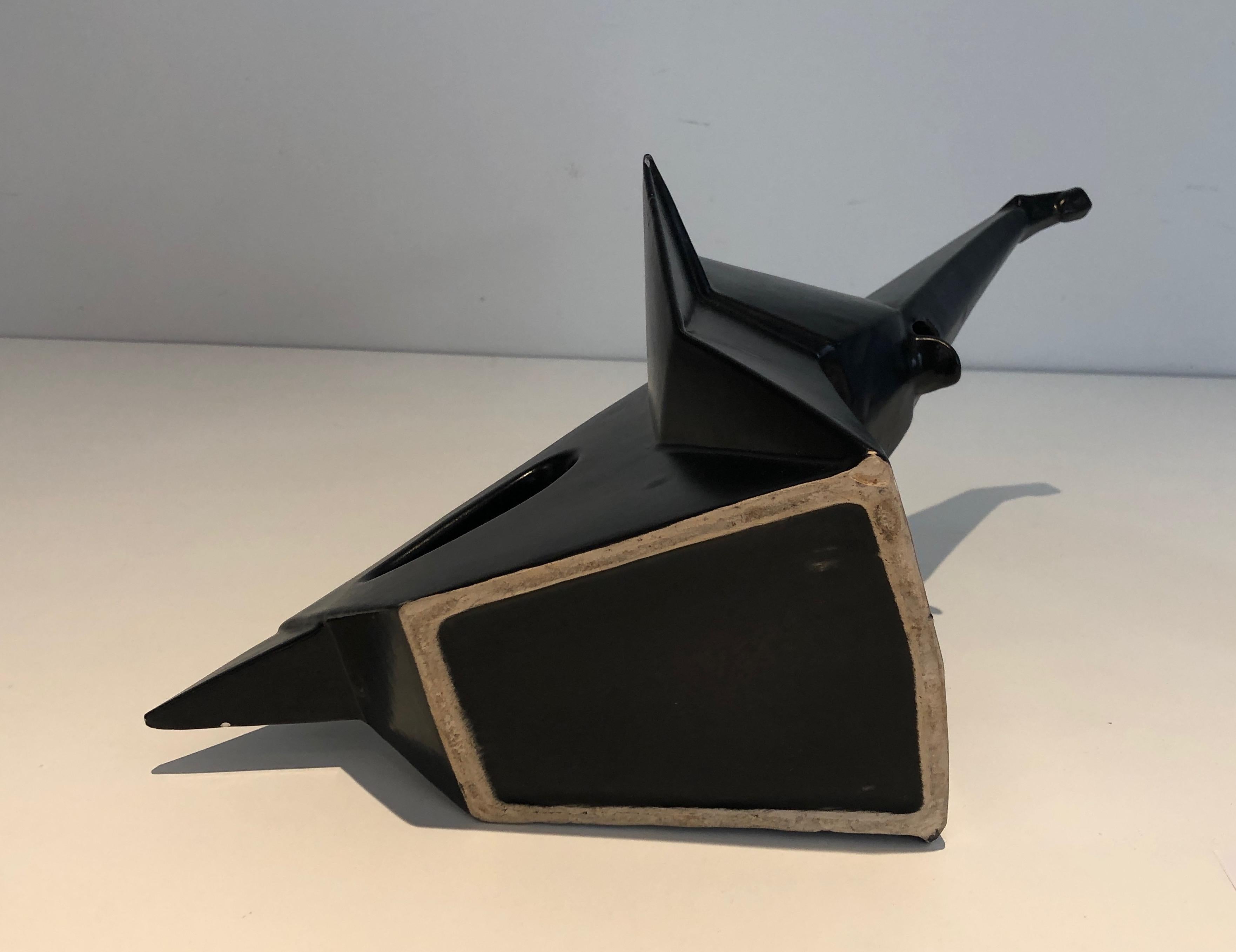 Eléphant en céramique noire Picher en vente 5