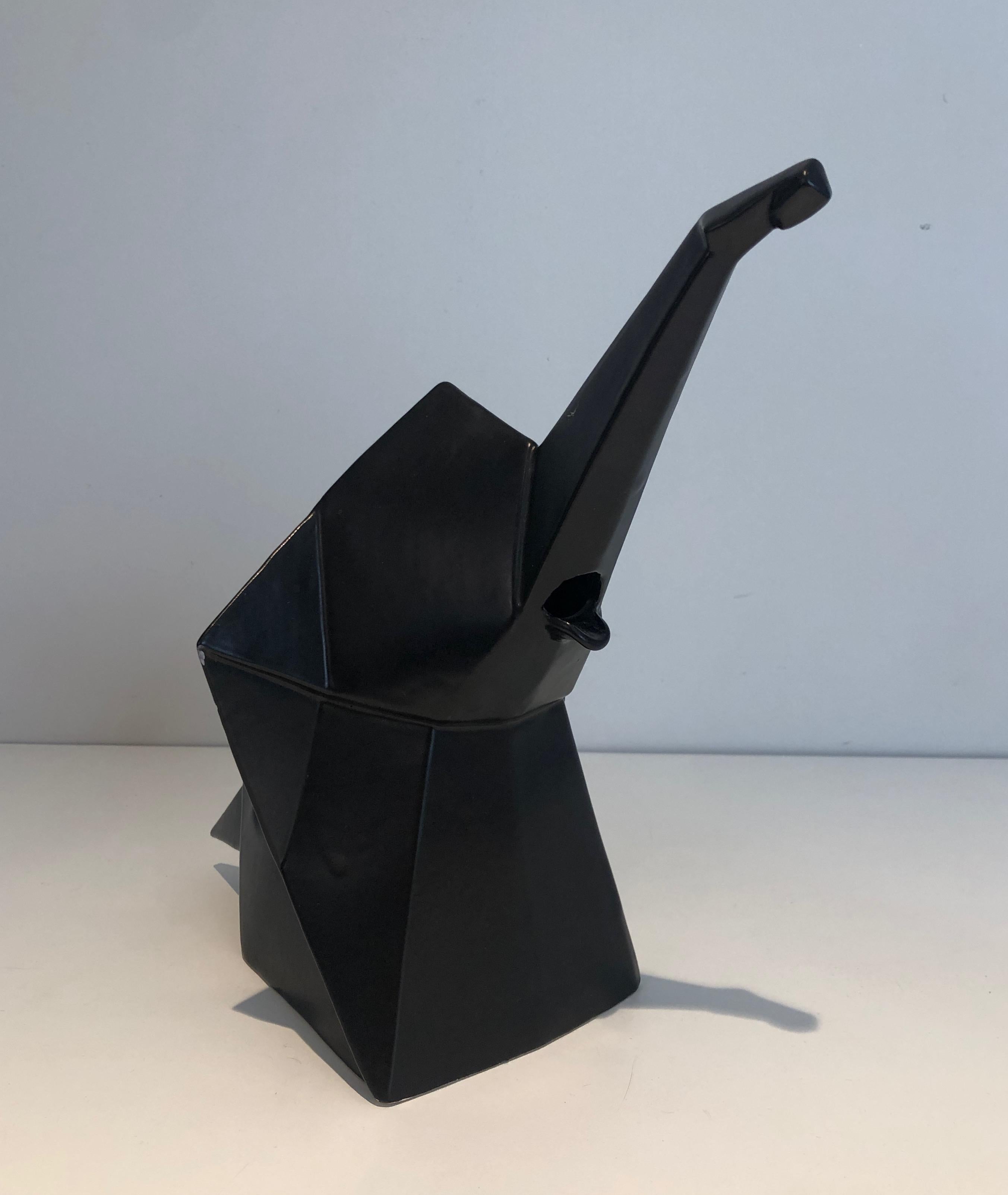 Mid-Century Modern Elephant Black Ceramic Picher