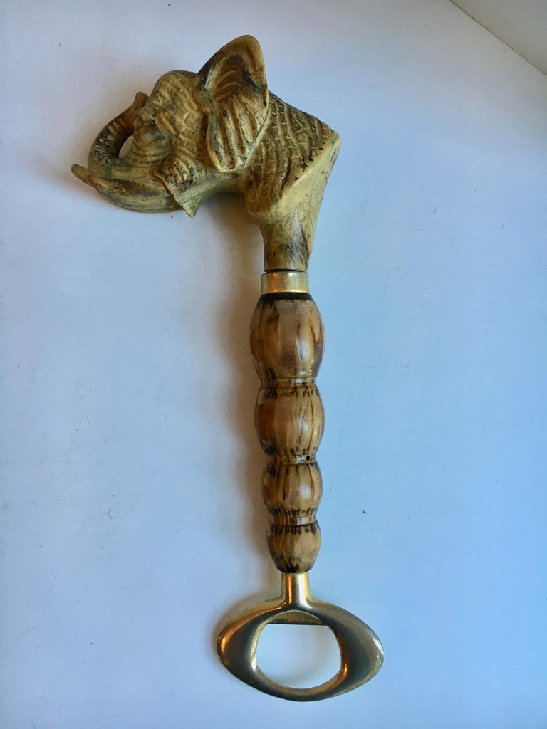Elephant Brass Bottle Wine Opener For Sale at 1stDibs