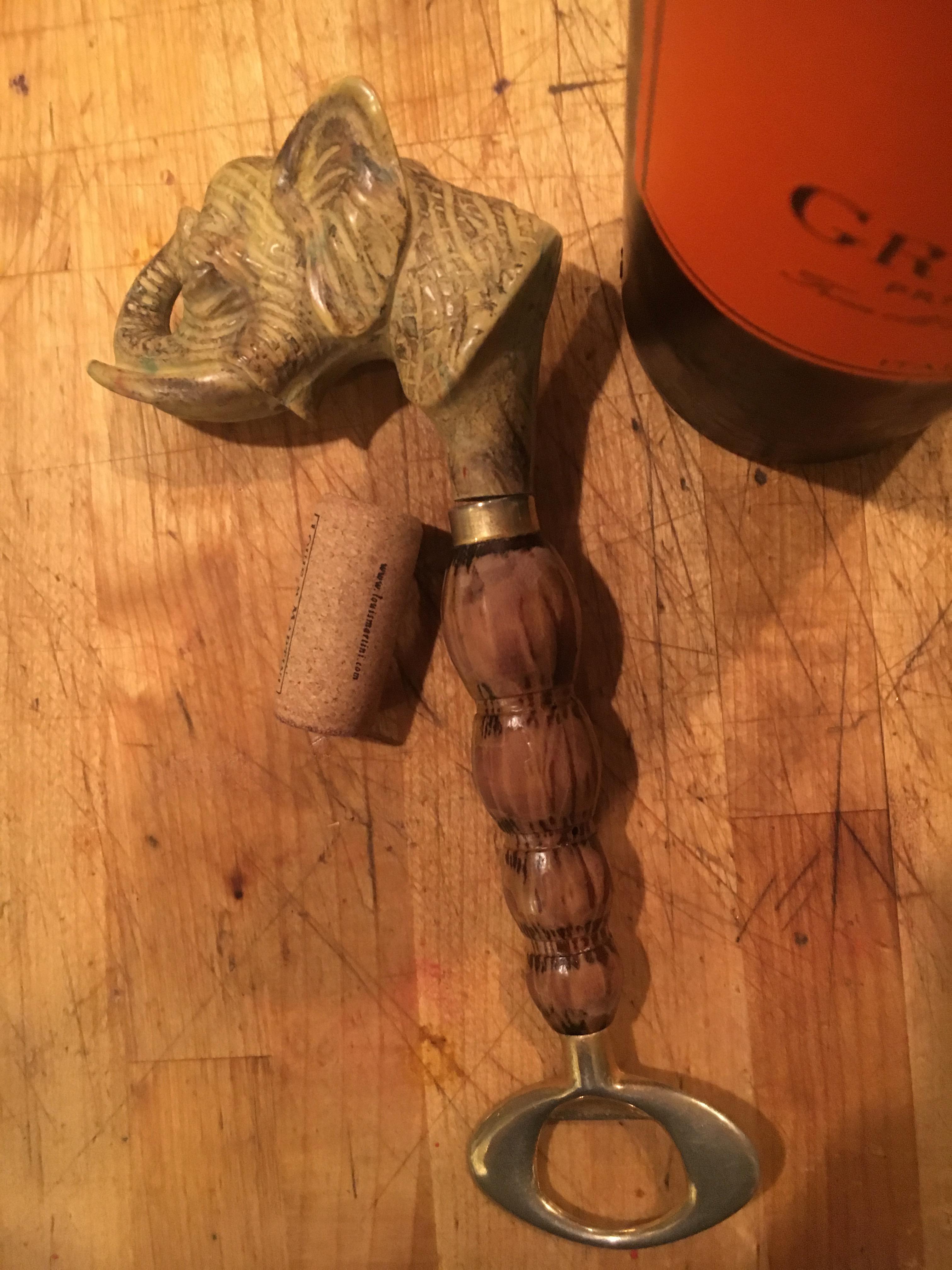 Mid-Century Modern Elephant Brass Bottle Wine Opener For Sale