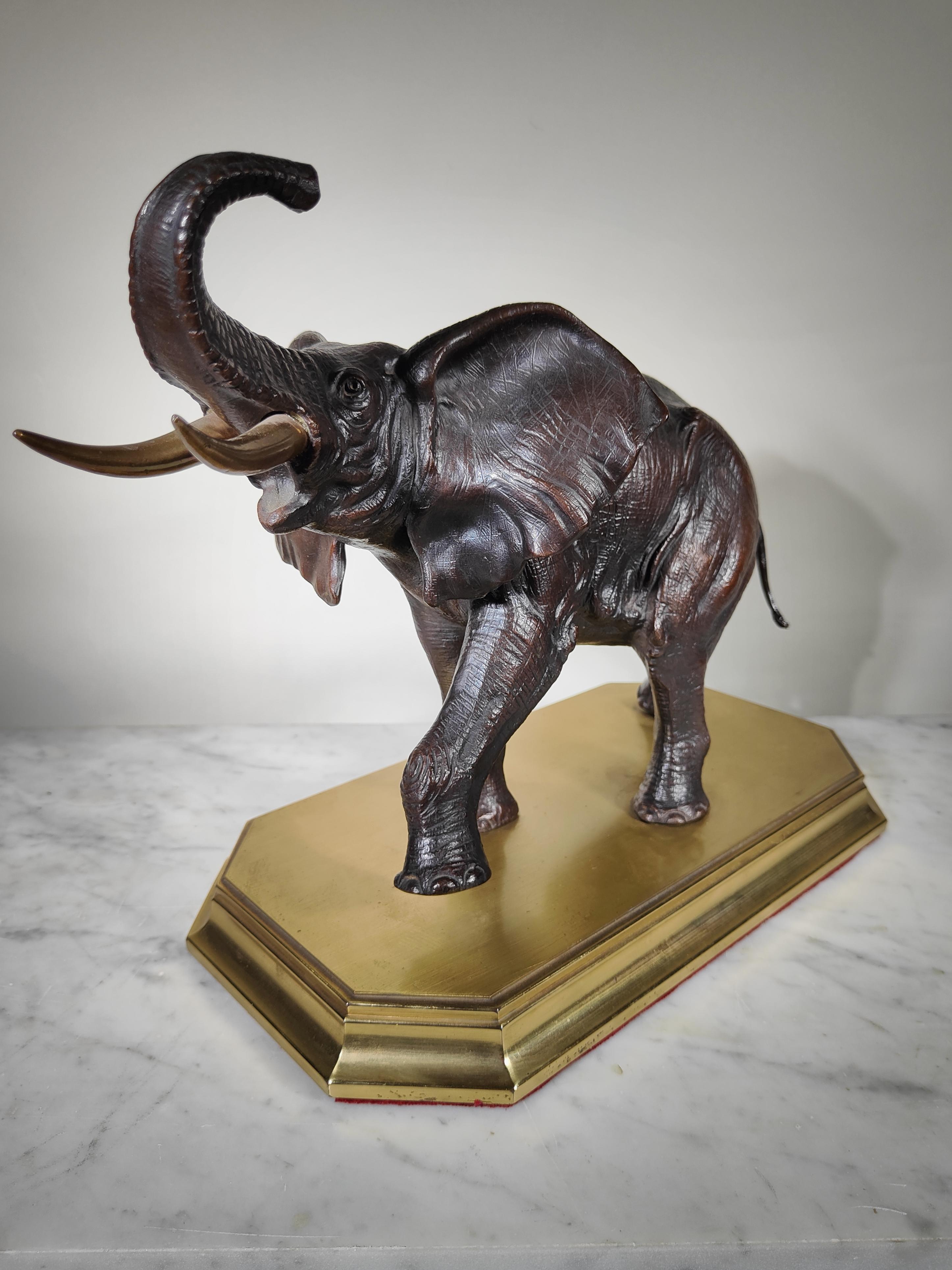 Elephant Art Deco Bronze Sculpture Early 20th Century A beautiful cast bronze sculpture of an elephant. The bronze has the original olive brown patina. It is made in France, around 1930-1940. Not signed. The sculpture has a beautiful patina and is
