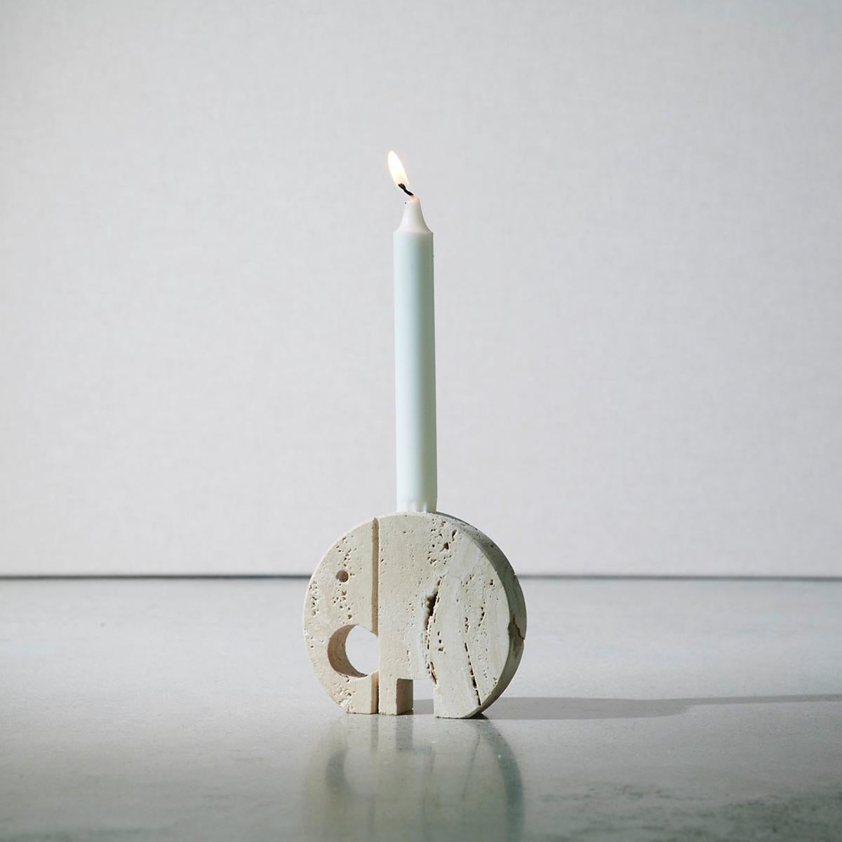 Italian Elephant Candle Holder in Travertine by Fratelli Mannelli