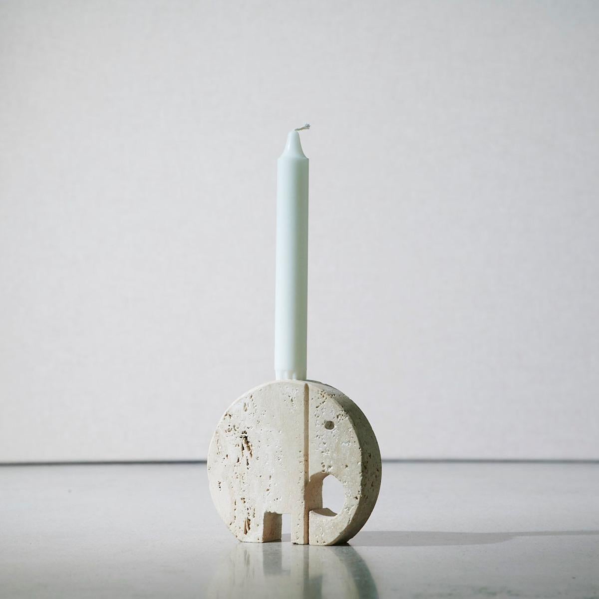 Elephant Candle Holder in Travertine by Fratelli Mannelli In Excellent Condition In Berlin, BE