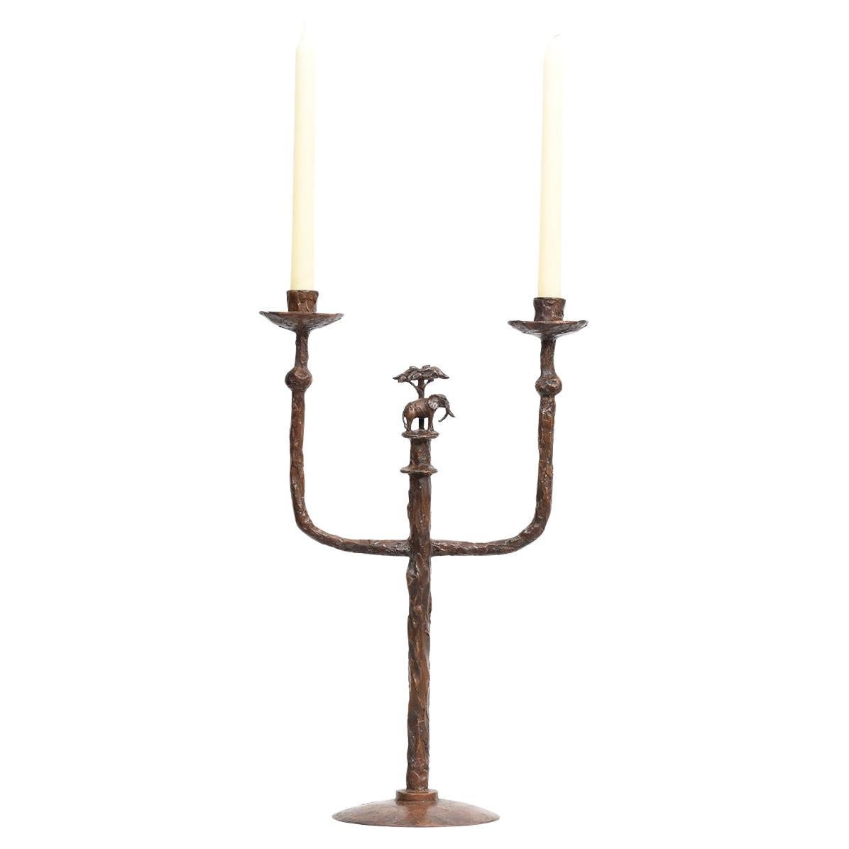 Candelero Elefante de bronce fundido - hecho a mano