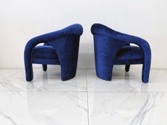 "Elephant Chairs" di Weiman, stile Vladimir Kagan in Velluto Blu, anni '90