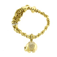 Elephant Charm Bracelet with Diamonds