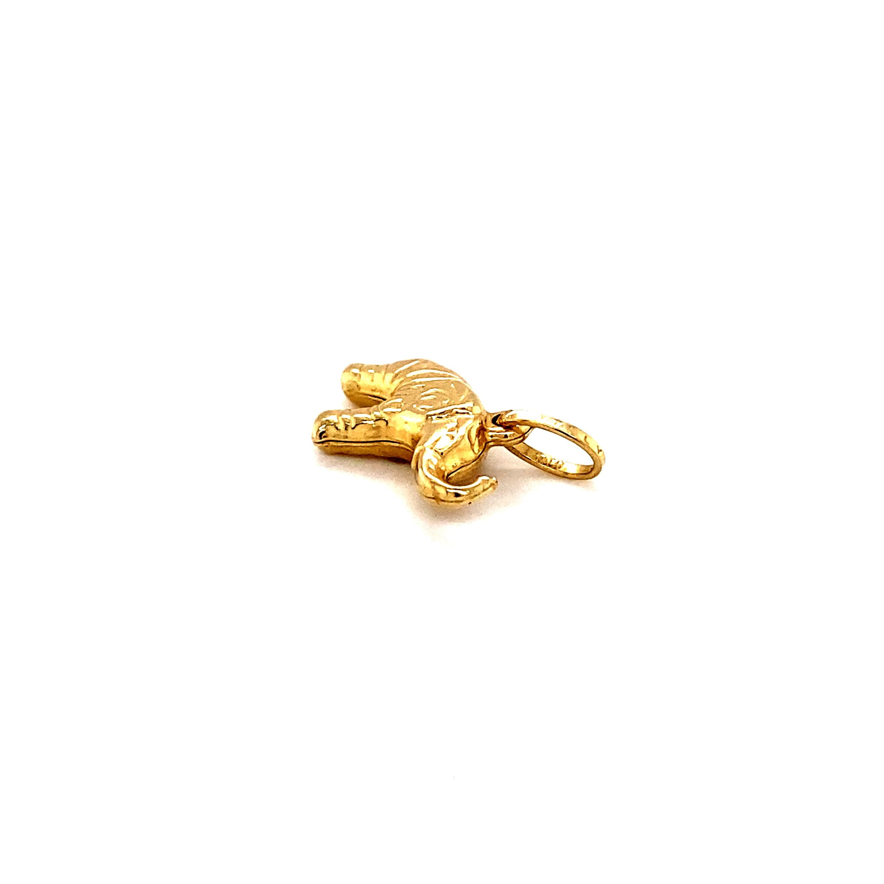 Women's or Men's Elephant Charm in 14 Karat Yellow Gold