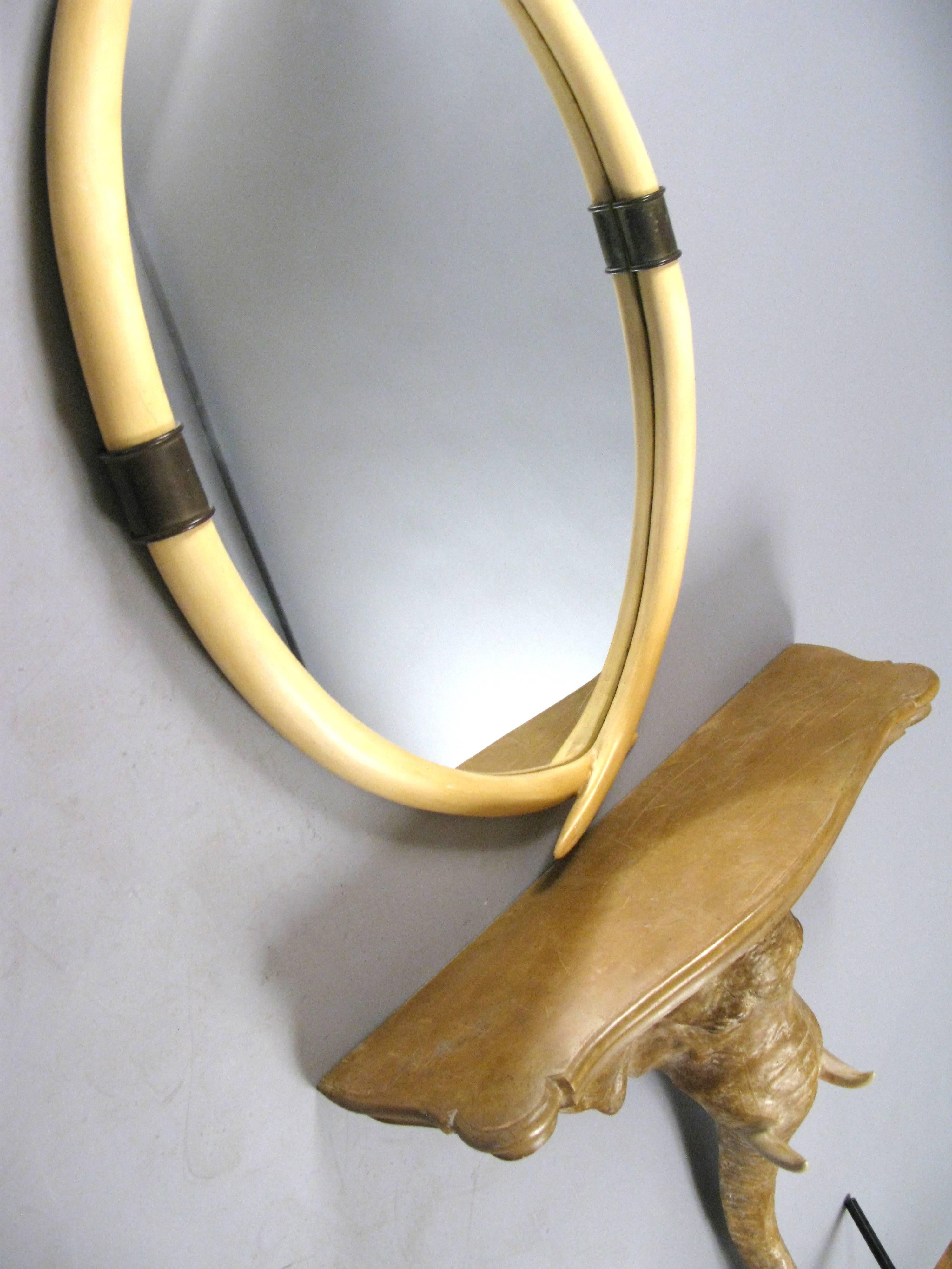 Elephant Console Table and Tusk Mirror by Chapman In Good Condition In Hudson, NY