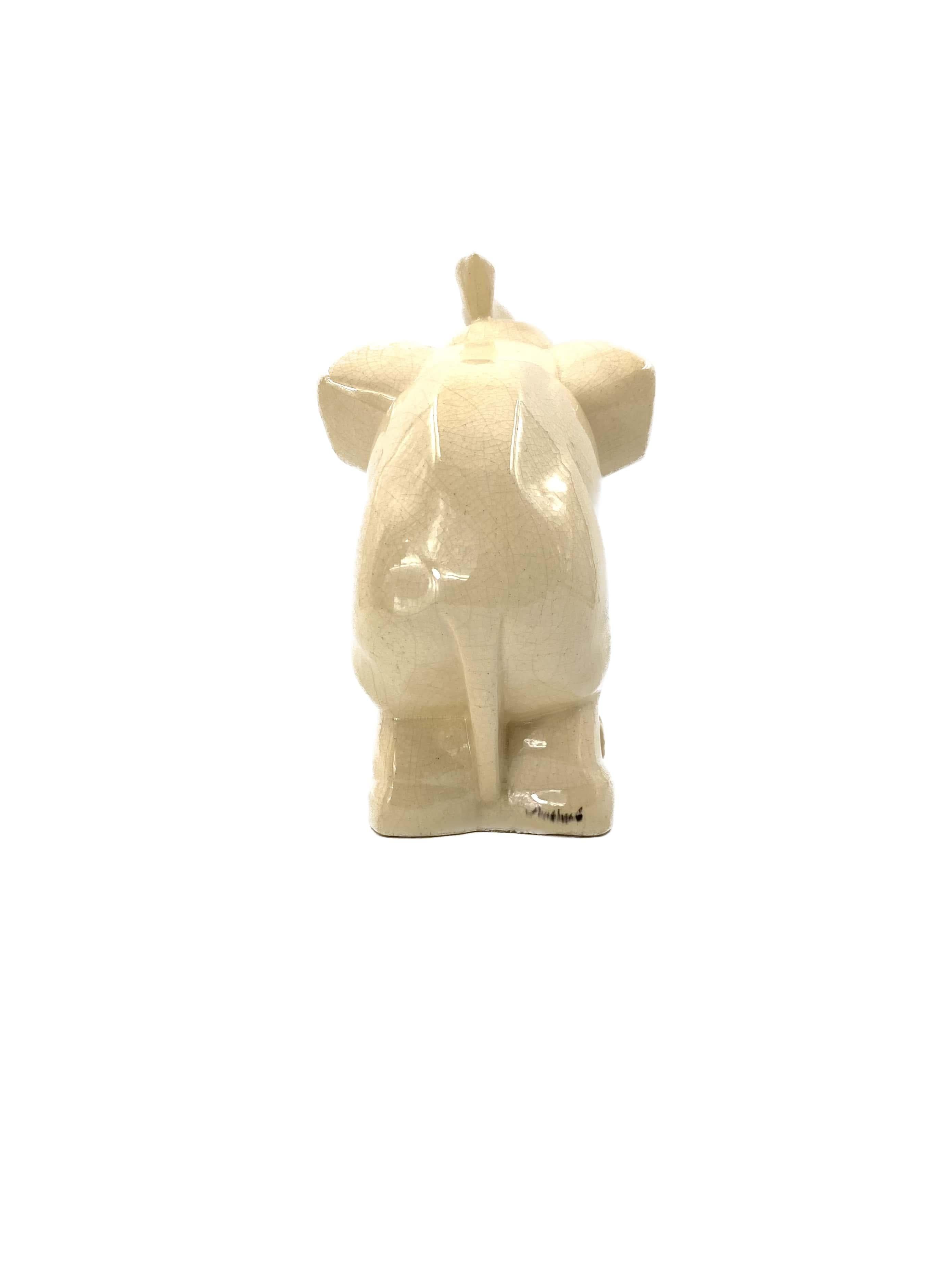 Mid-20th Century Elephant Craquelé Glazed Earthenware Art Deco Sculpture, Fontinelle Belgium 1940 For Sale