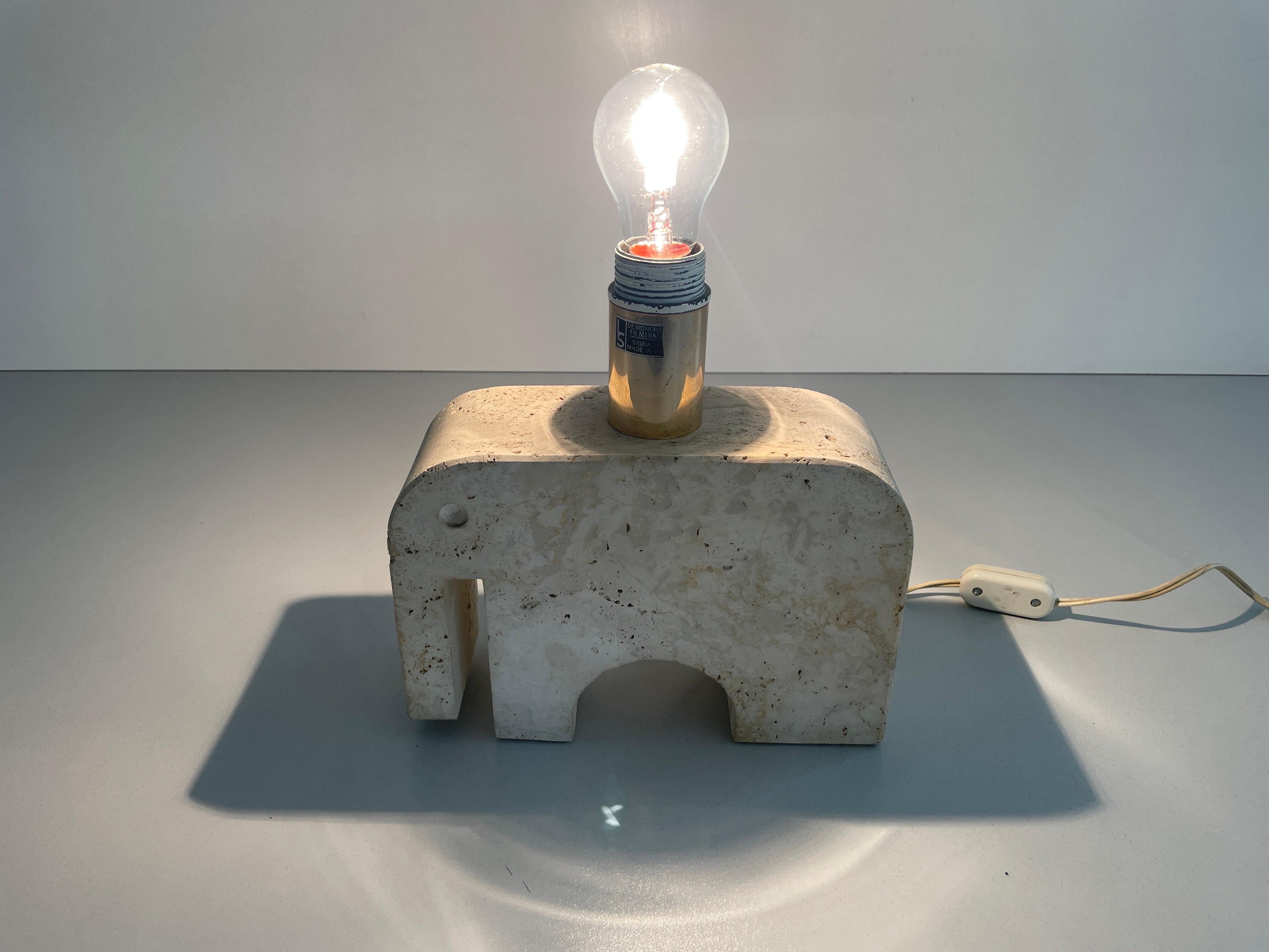 Travertin-Tischlampe im Elefantendesign von Fratelli Mannelli, Italien, 1970er Jahre im Angebot 7