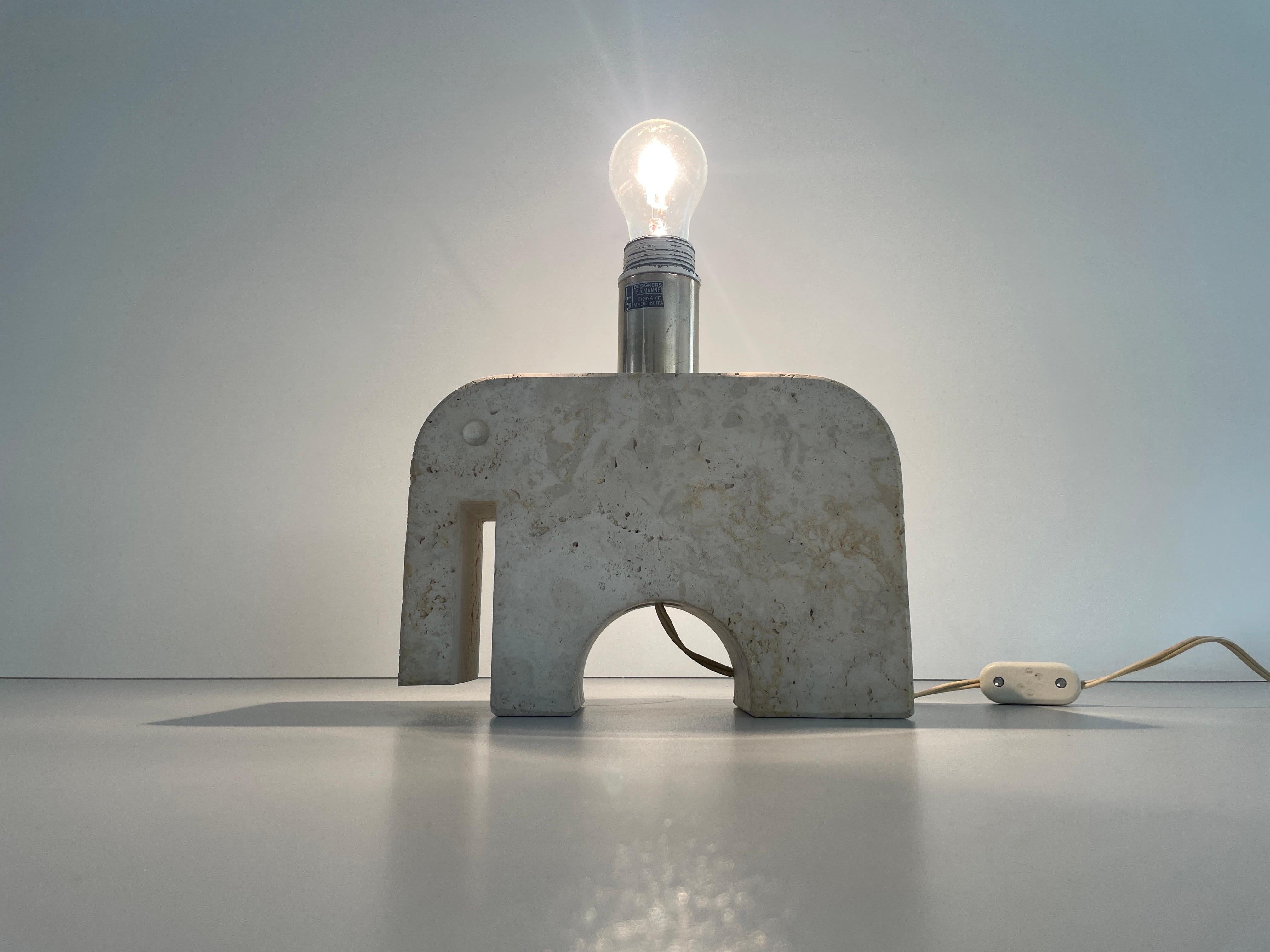 Travertin-Tischlampe im Elefantendesign von Fratelli Mannelli, Italien, 1970er Jahre im Angebot 9
