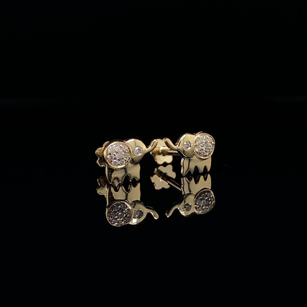 Elephant Diamond Earrings for Girls (Kids/ Toddlers) in 18K Solid Gold In New Condition For Sale In New Delhi, DL
