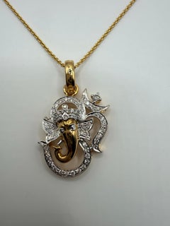 Elephant diamond pendant necklace 18KT gold