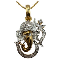 Elephant diamond pendant necklace 18KT gold