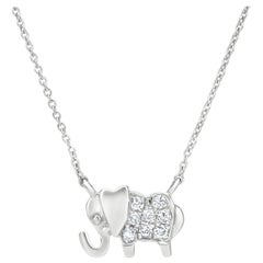 Luxle Elephant Diamond Pendant Necklace in 18k White Gold