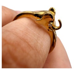 Elephant diamond ring 18KT gold hand engraved