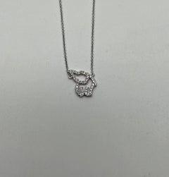 Elephant Diamonds Halo Set Motif 18K Karat White Gold Pendant Chain Necklace