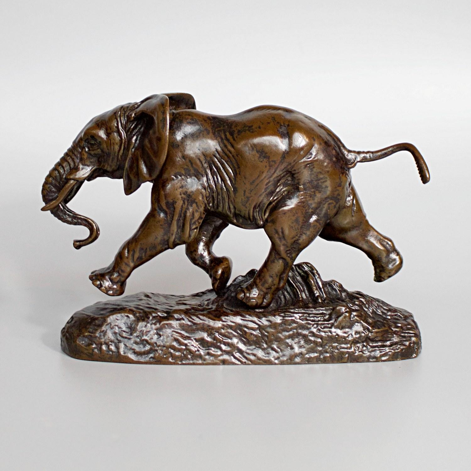 French 'Elephant du Senegal' by Antoine-Louis Barye Bronze Sculpture, circa 1880
