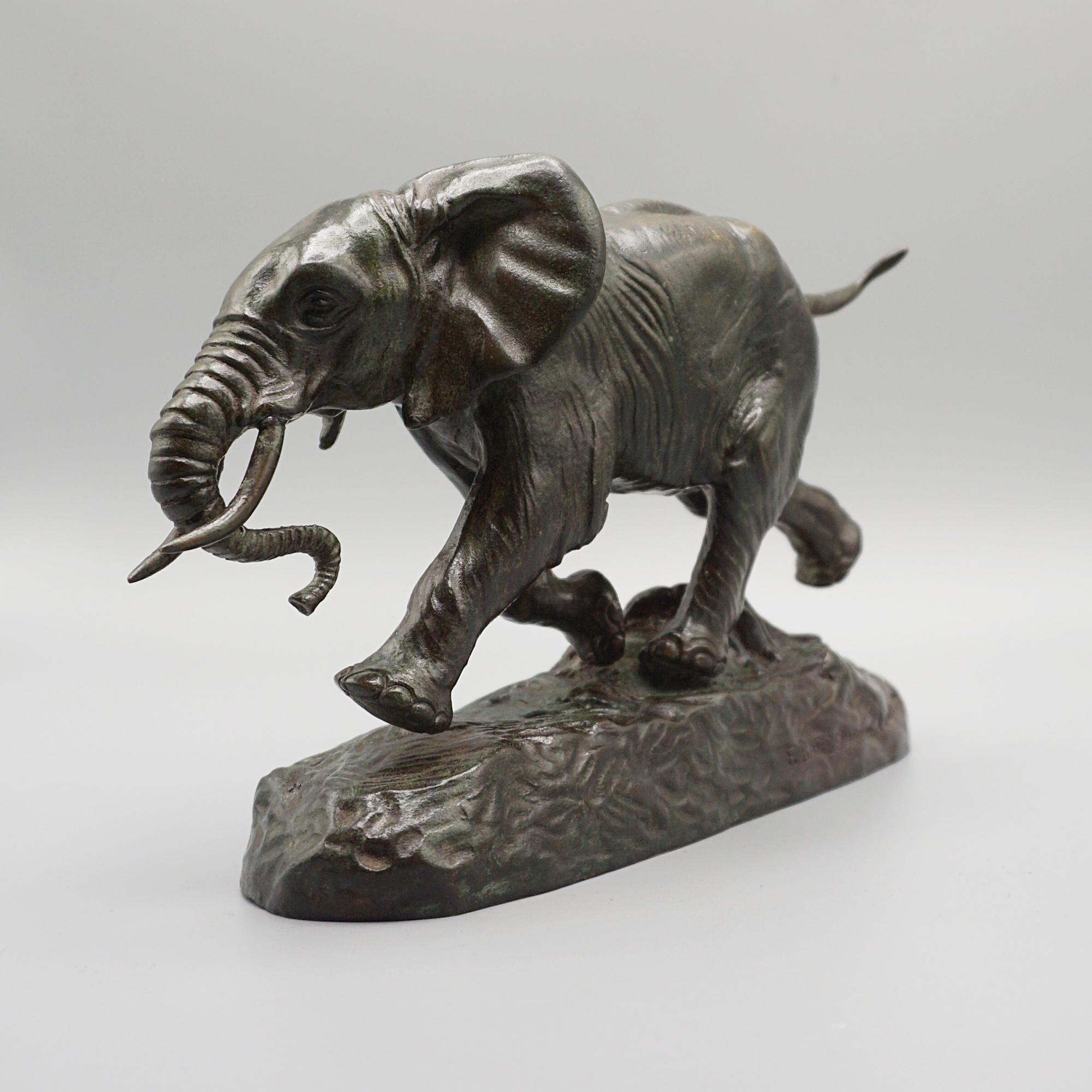 Fin du XIXe siècle Sculpture en bronze de la fin du XIXe siècle d'Antoine-Louis Barye 'Elephant Du Senegal'. en vente
