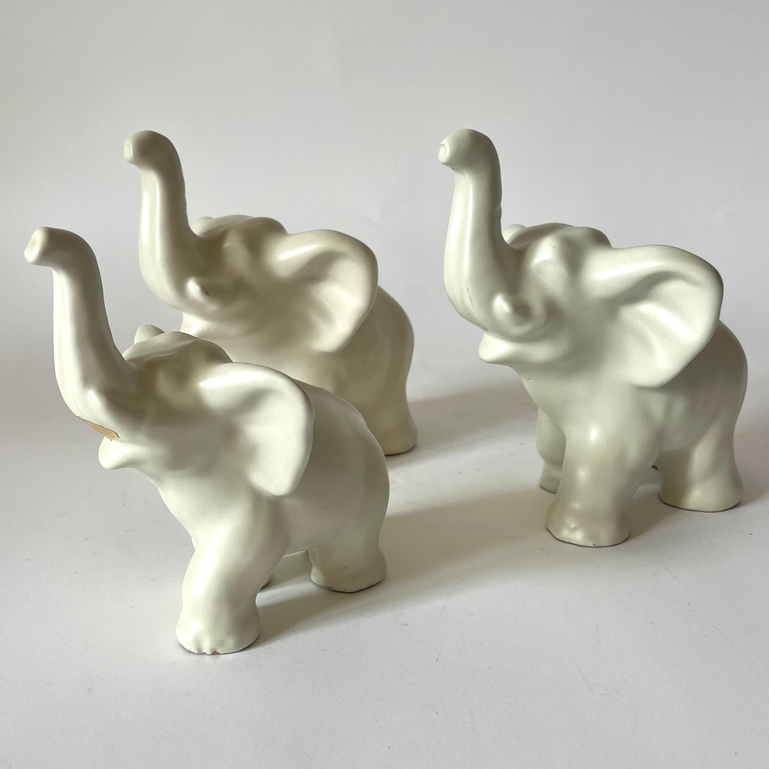 
Elephant Family by Vicke Lindstrand for Upsala-Ekeby, Sweden, 1940s

Charming elephant family consisting of two larger and one smaller figure, designed by renowned Swedish artist Vicke Lindstrand (1904–1983) for the ceramic manufacturer