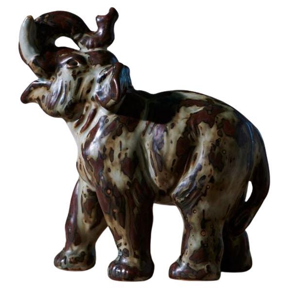 Elephant Figure in Ceramic by Knud Kyhn For Sale