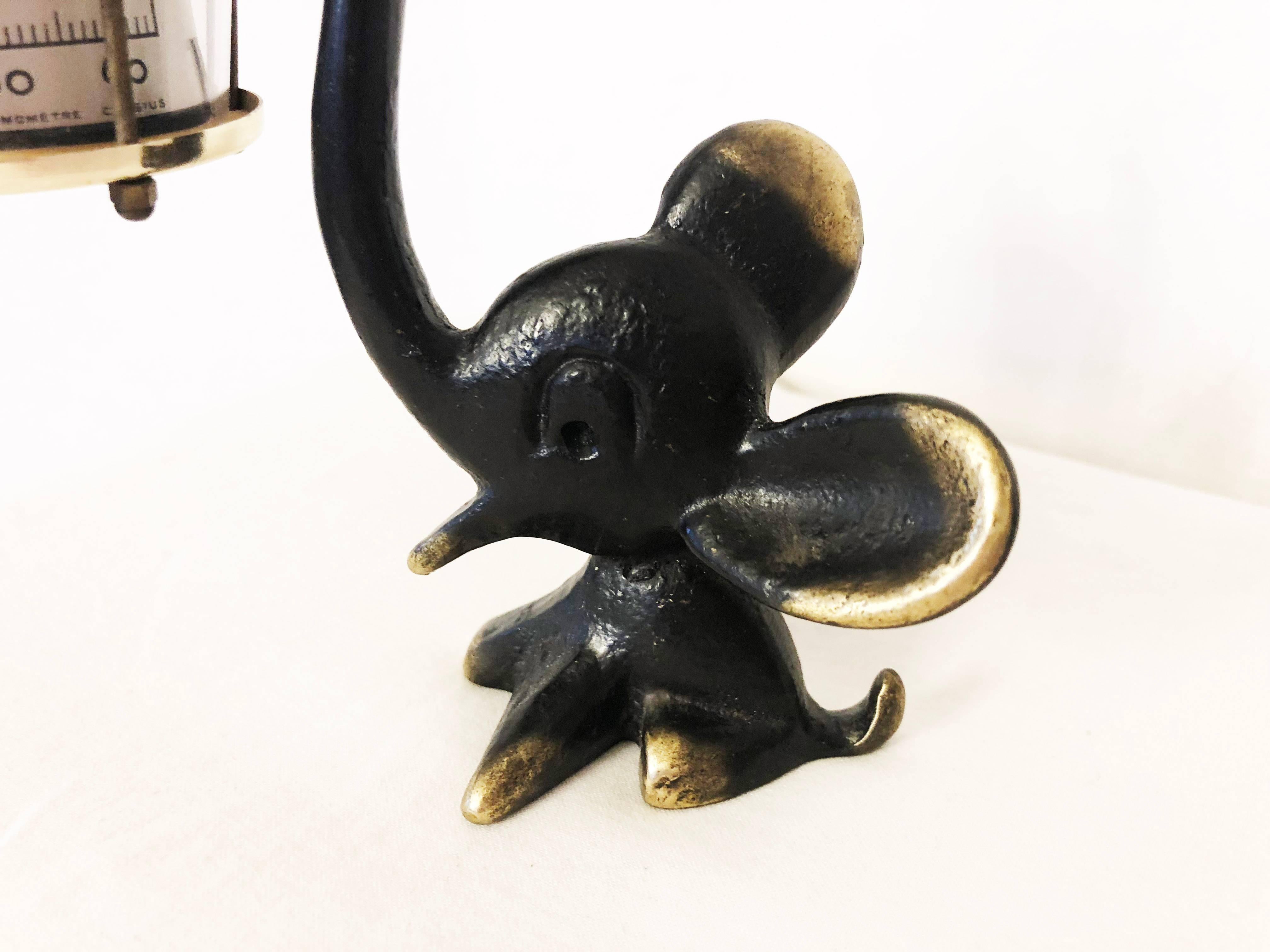 Brass Elephant Figurine with Thermometer by Walter Bosse