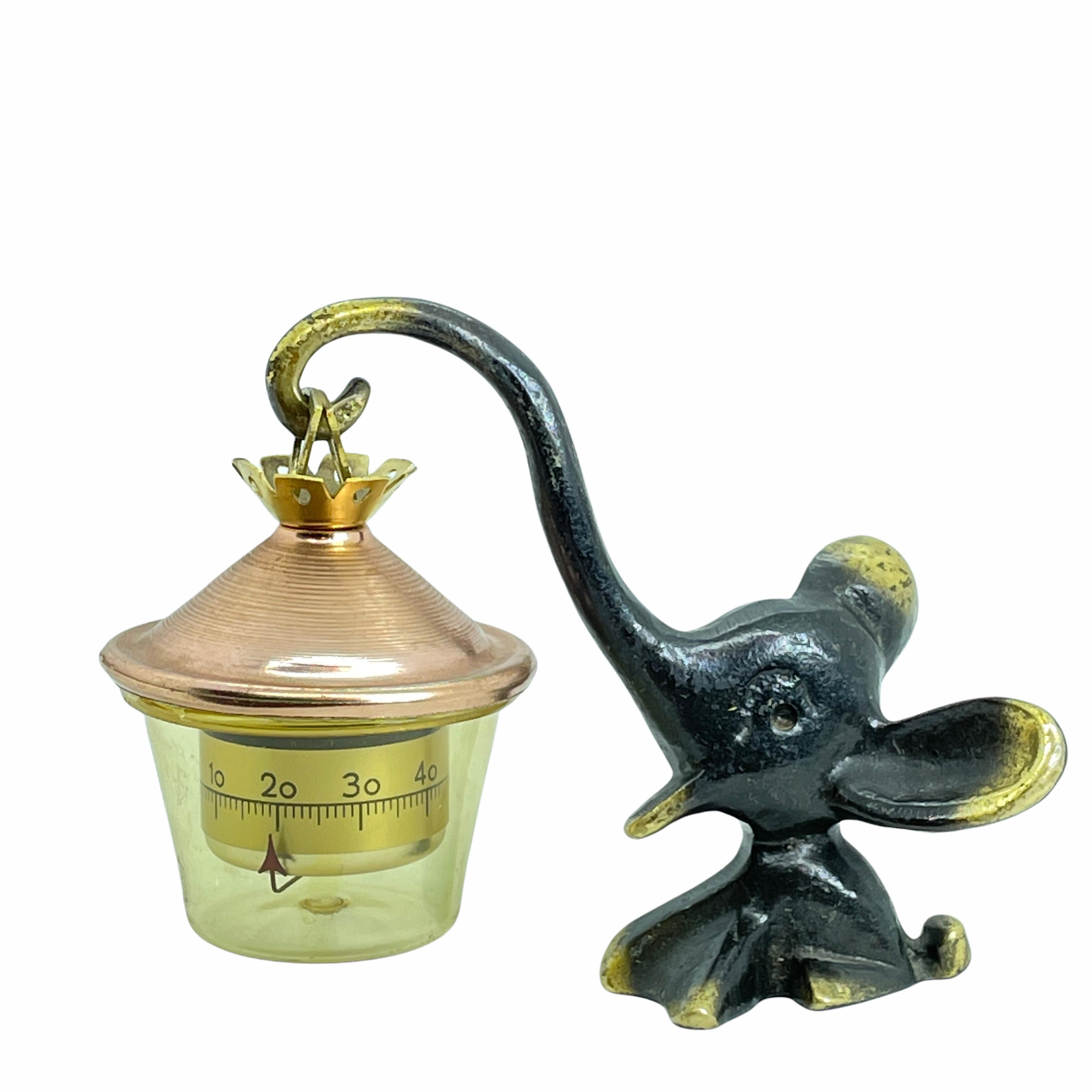 Classic early 1960s Austrian figurine, designed by Walter Bosse. Nice addition to your room, on your desk top or just for your collection of Austrian midcentury items. Charming, big and solid this elephant figurine is made of brass. A very humorous