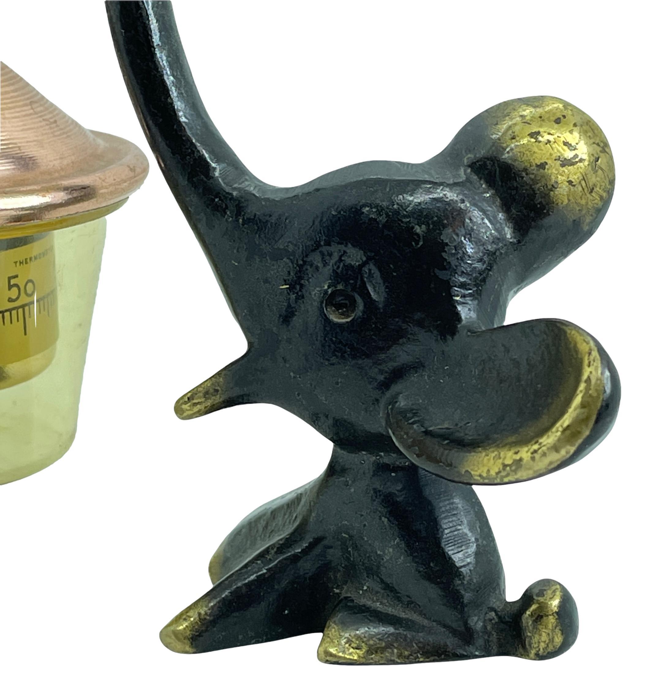 Mid-20th Century Elephant Figurine with Thermometer Walter Bosse, Vienna Austria 1960s Midcentury For Sale