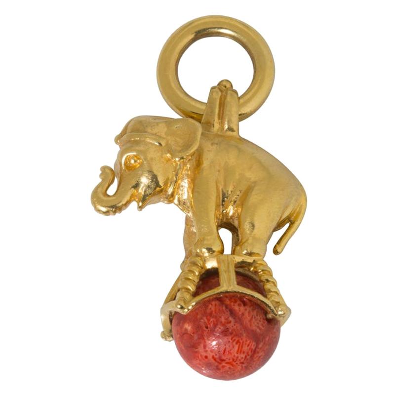 Elephant Fob in 14 Karat Yellow Gold For Sale